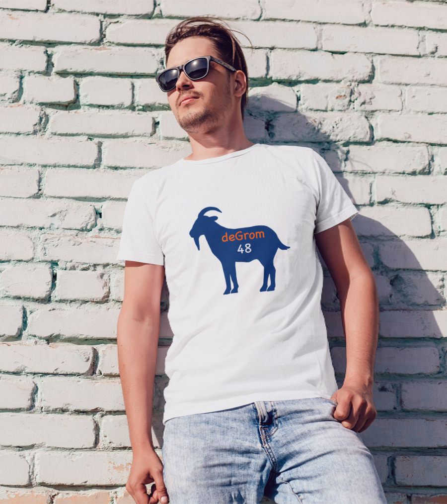 Jacob DeGrom Goat Silhouette 48 Blue And Orange T-Shirt
