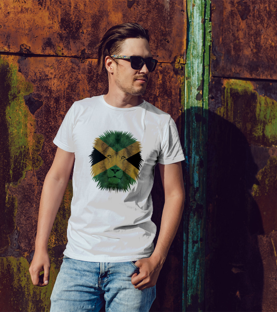 Jamaican Lion Pride Jamaica Flag Rastafarian Emblem T-Shirt