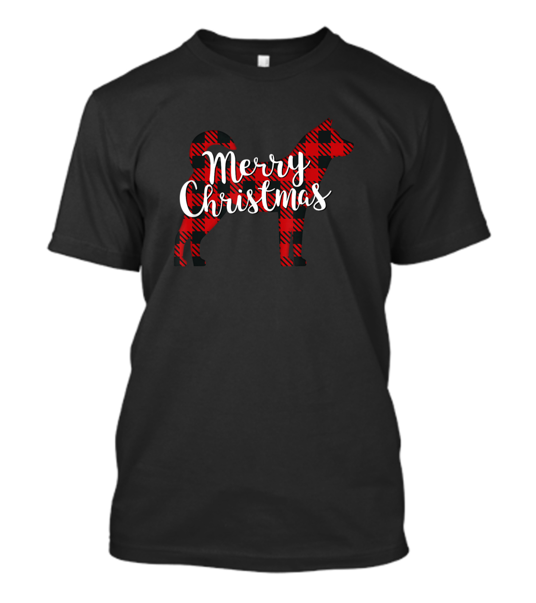 Merry Christmas Korean Jindo Dog Plaid T-Shirt