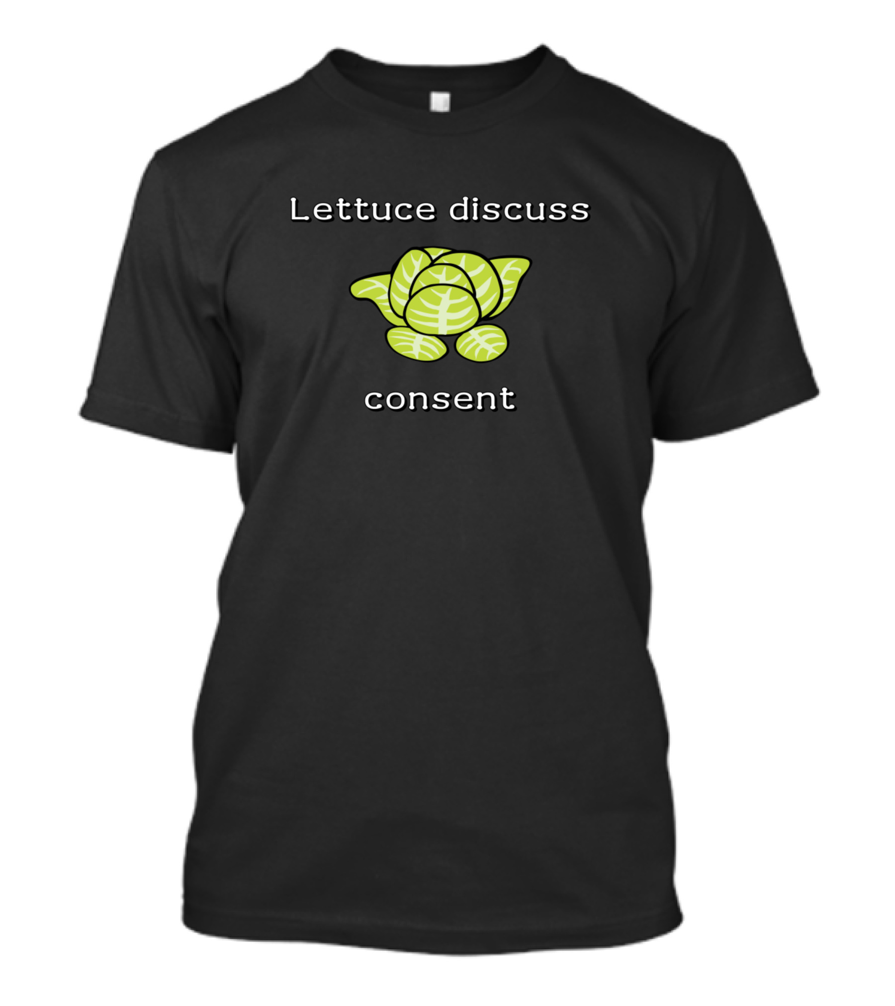 Lettuce Discuss Consent With Leafy Green Emblem T-Shirt