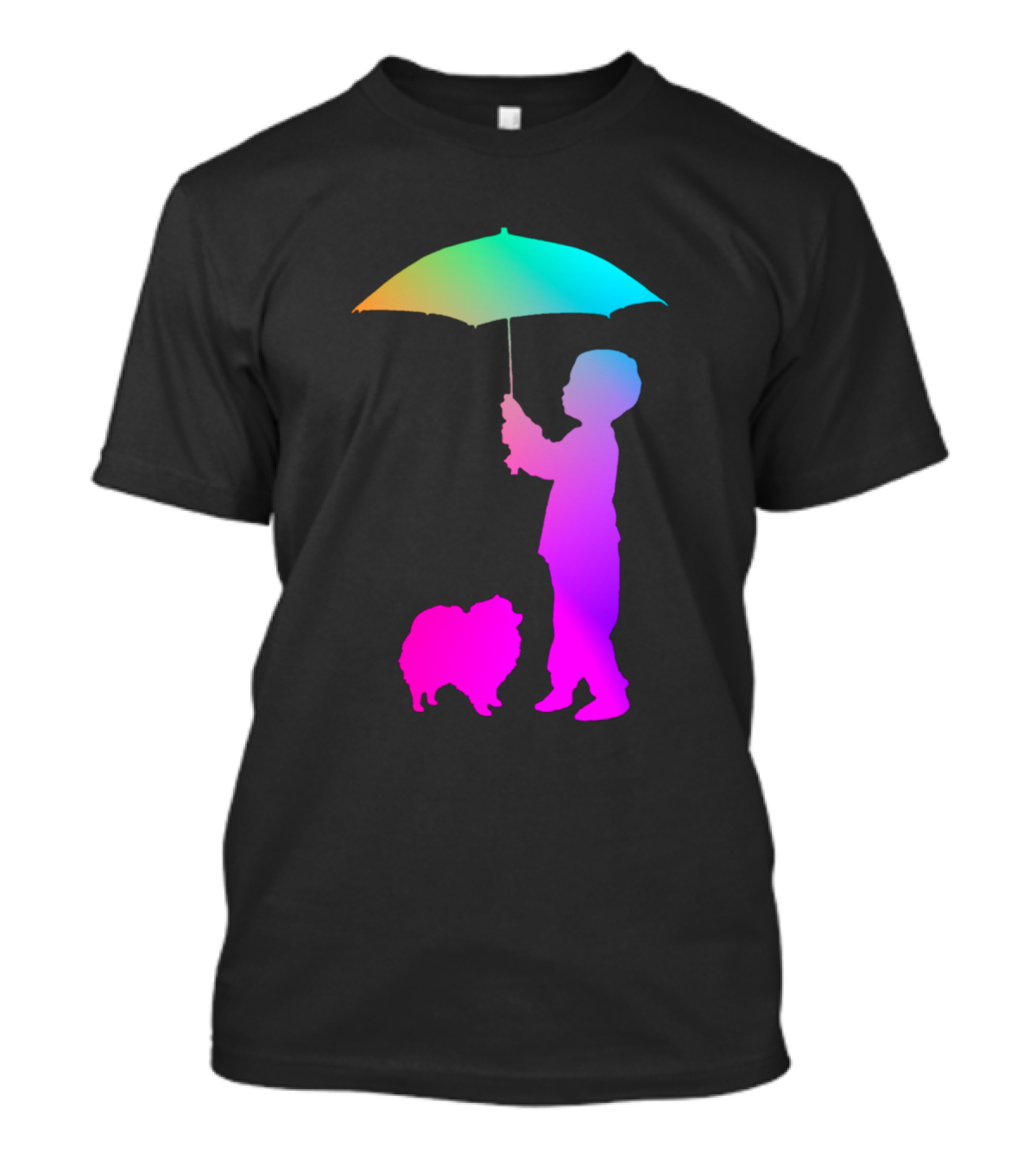 A Boy And His Dog Rainbow Silhouette Umbrella T-Shirt