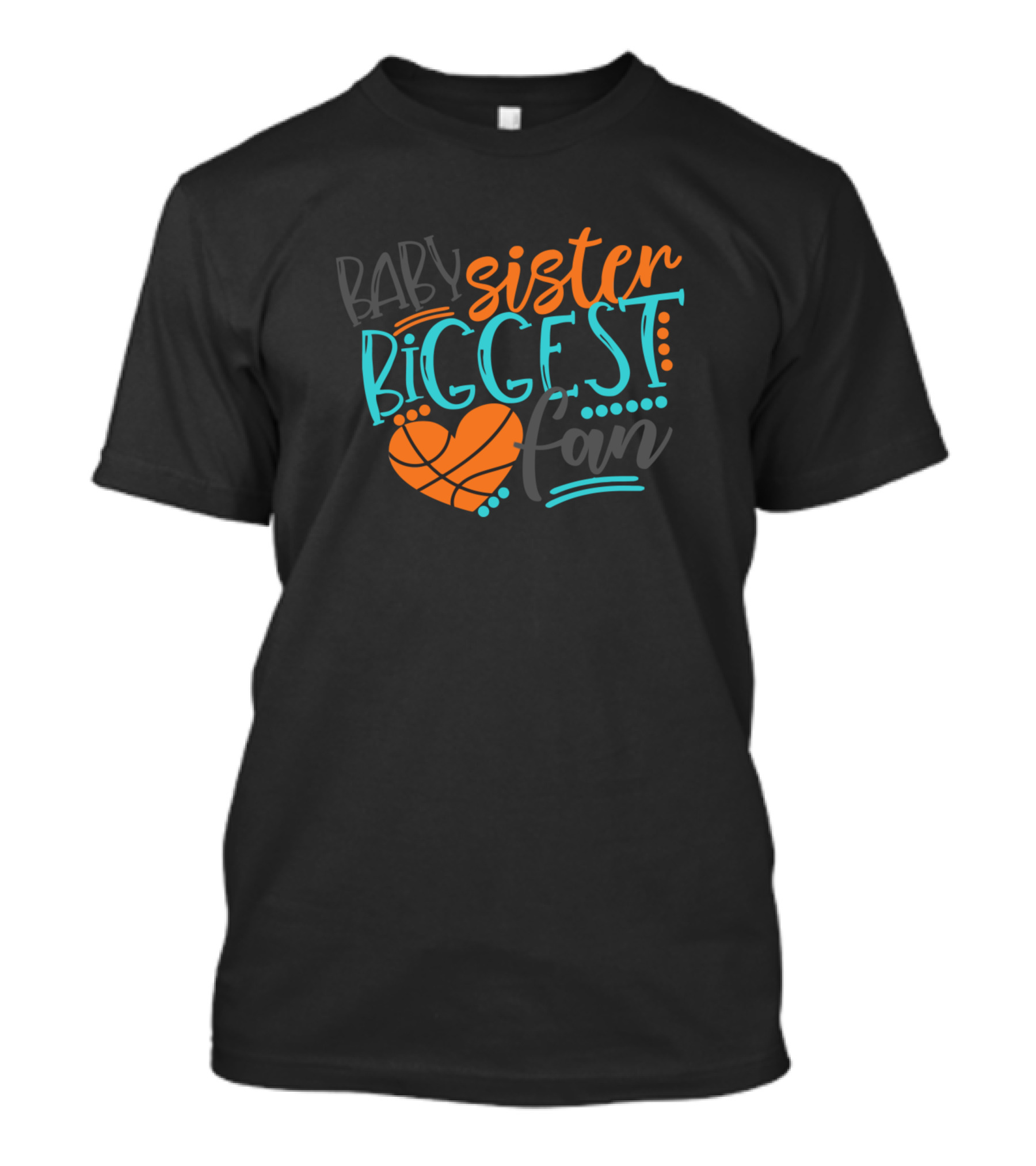 Baby Sister Biggest Basketball Fan Heart T-Shirt