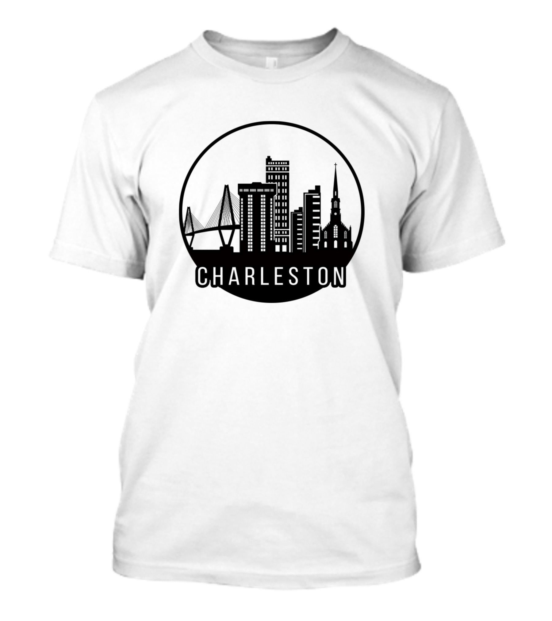 Charleston Skyline West Virginia Iconic Cityscape Blackout T-Shirt