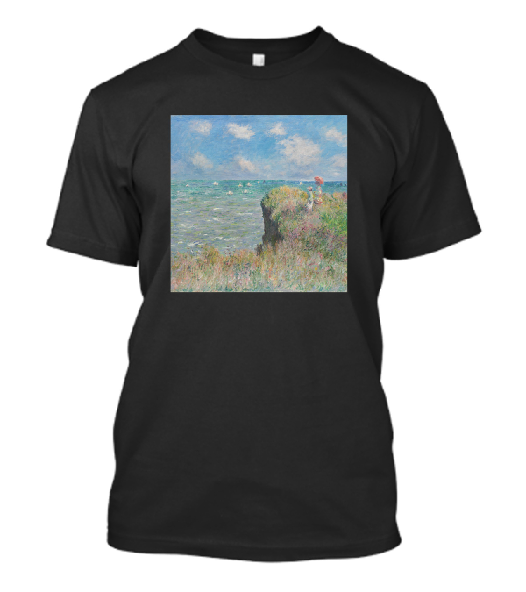 Claude Monet Impressionist Painting Neck Gaiter Cliff Walk At Pourville T-Shirt