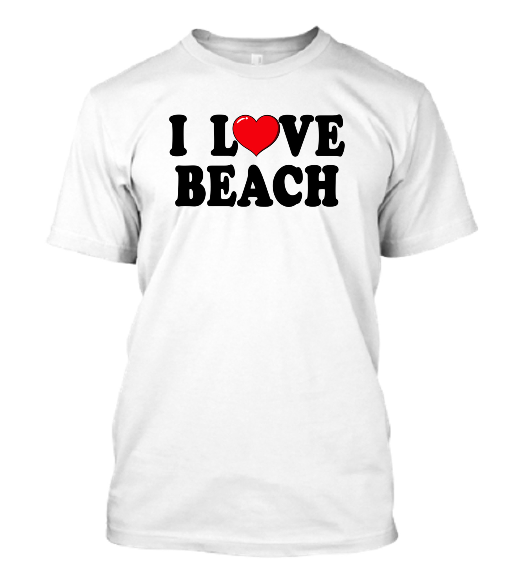 I Love Heart Beach Typography T-Shirt