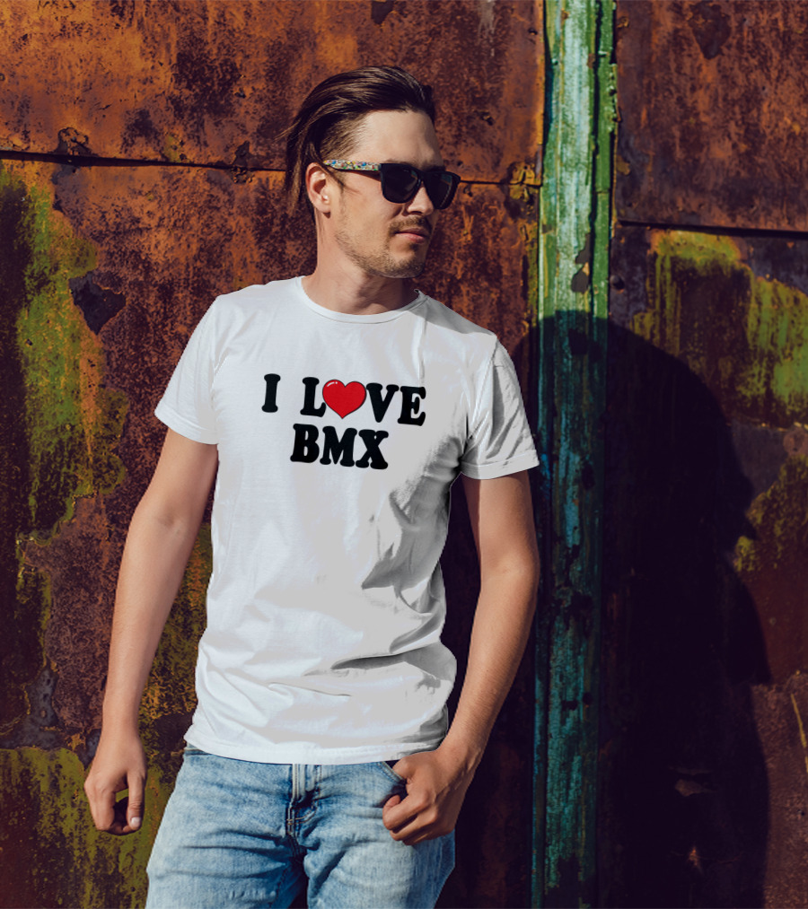 I Love Heart BMX Typography T-Shirt