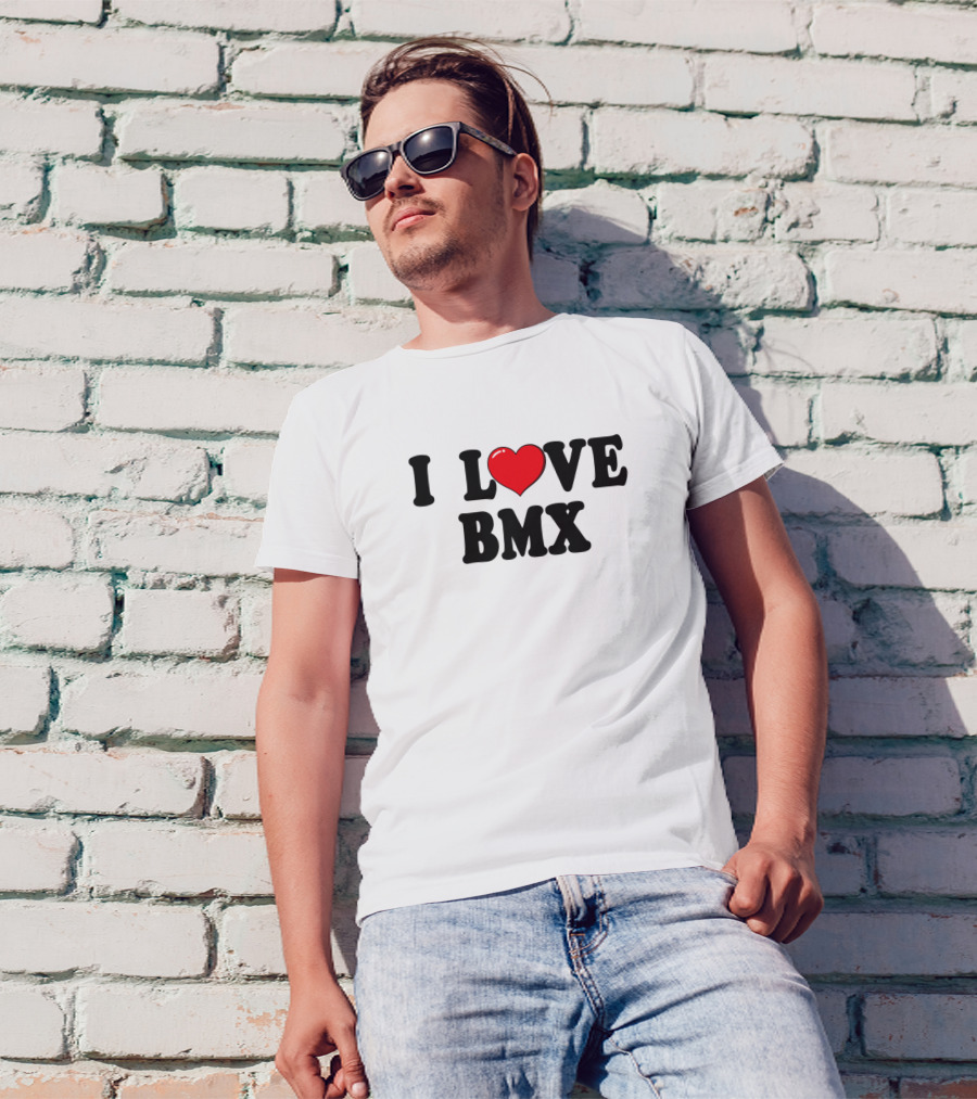 I Love Heart BMX Typography T-Shirt