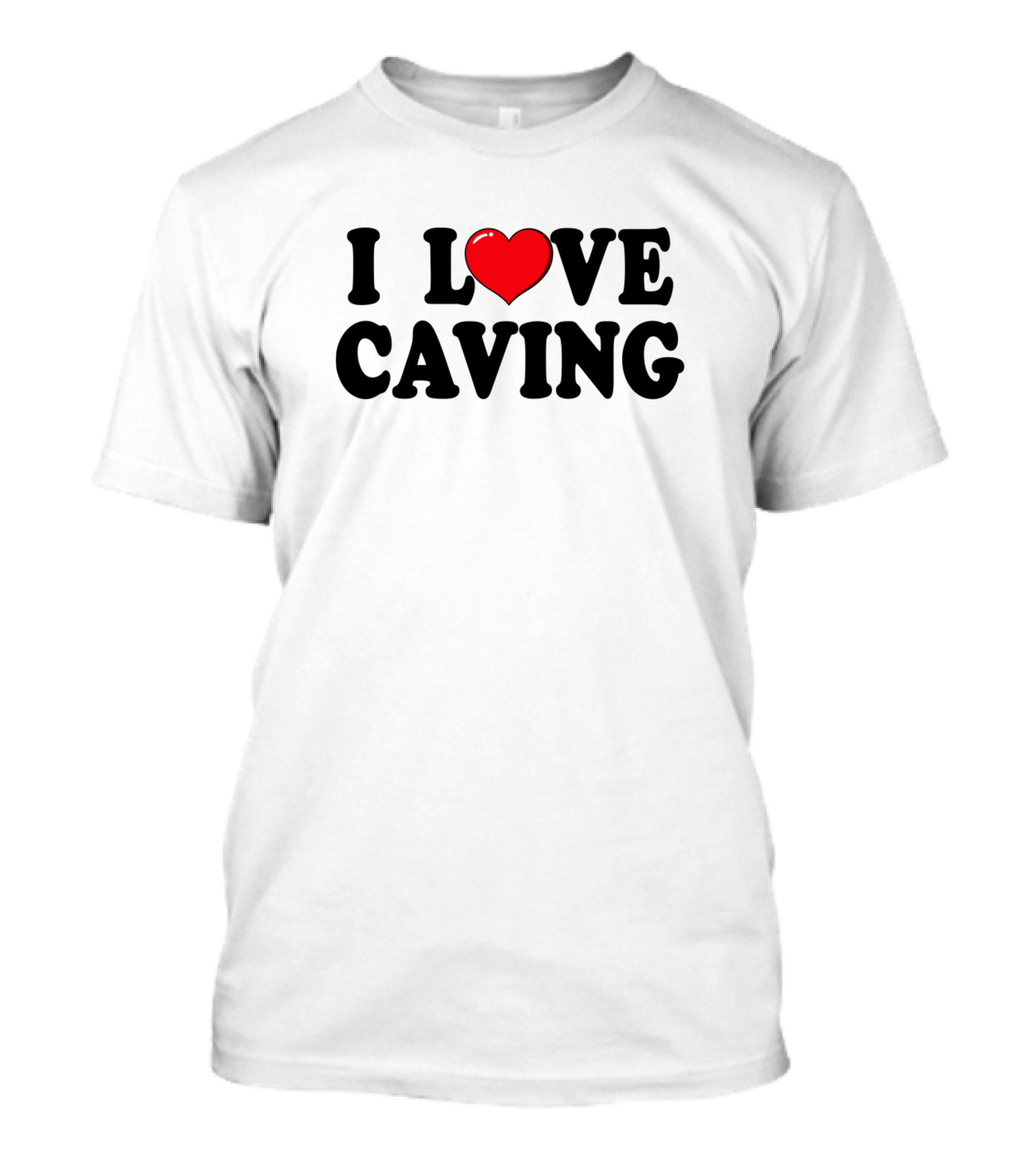 I Love Caving Heart Graphic Typography T-Shirt