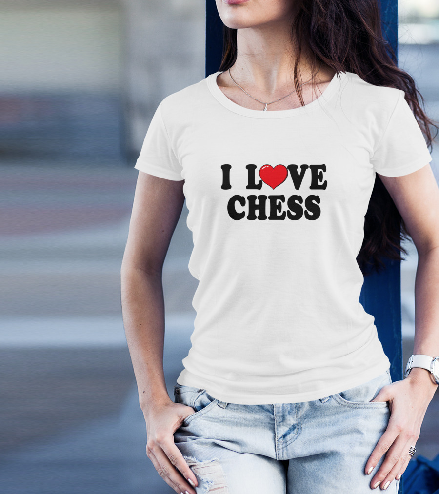 I Love Chess Typography Heart T-Shirt