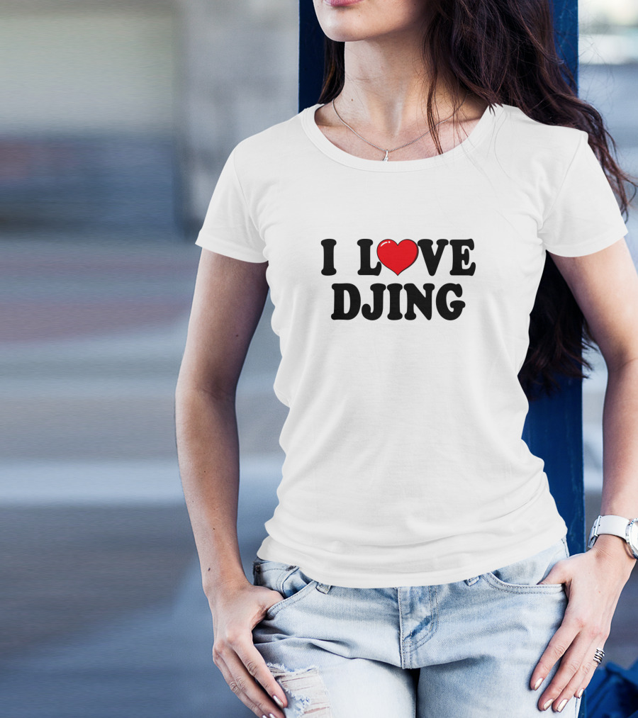 I Love DJing Heart Typography T-Shirt