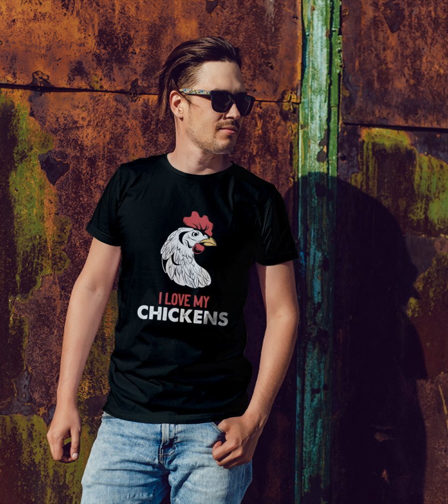 I Love My Chickens Farmers And Farming Chicken Head T-Shirt