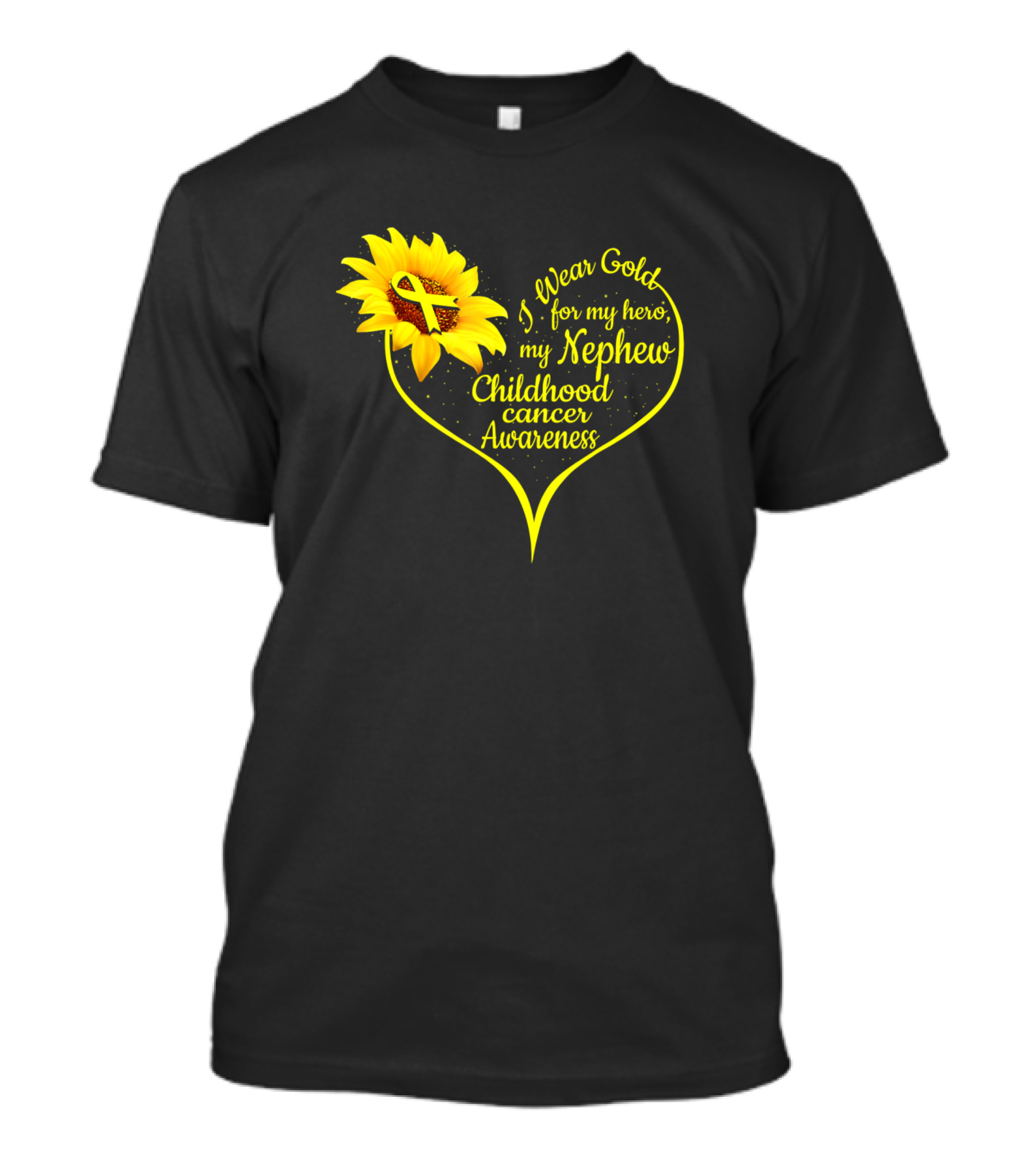 I Wear Gold For My Hero My Nephew Childhood Cancer Awareness T-Shirt