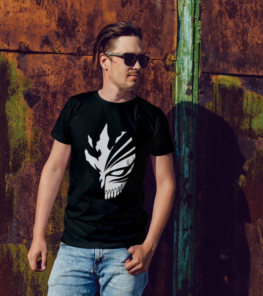 Ichigo Hollow Mask Black White Anime T-Shirt