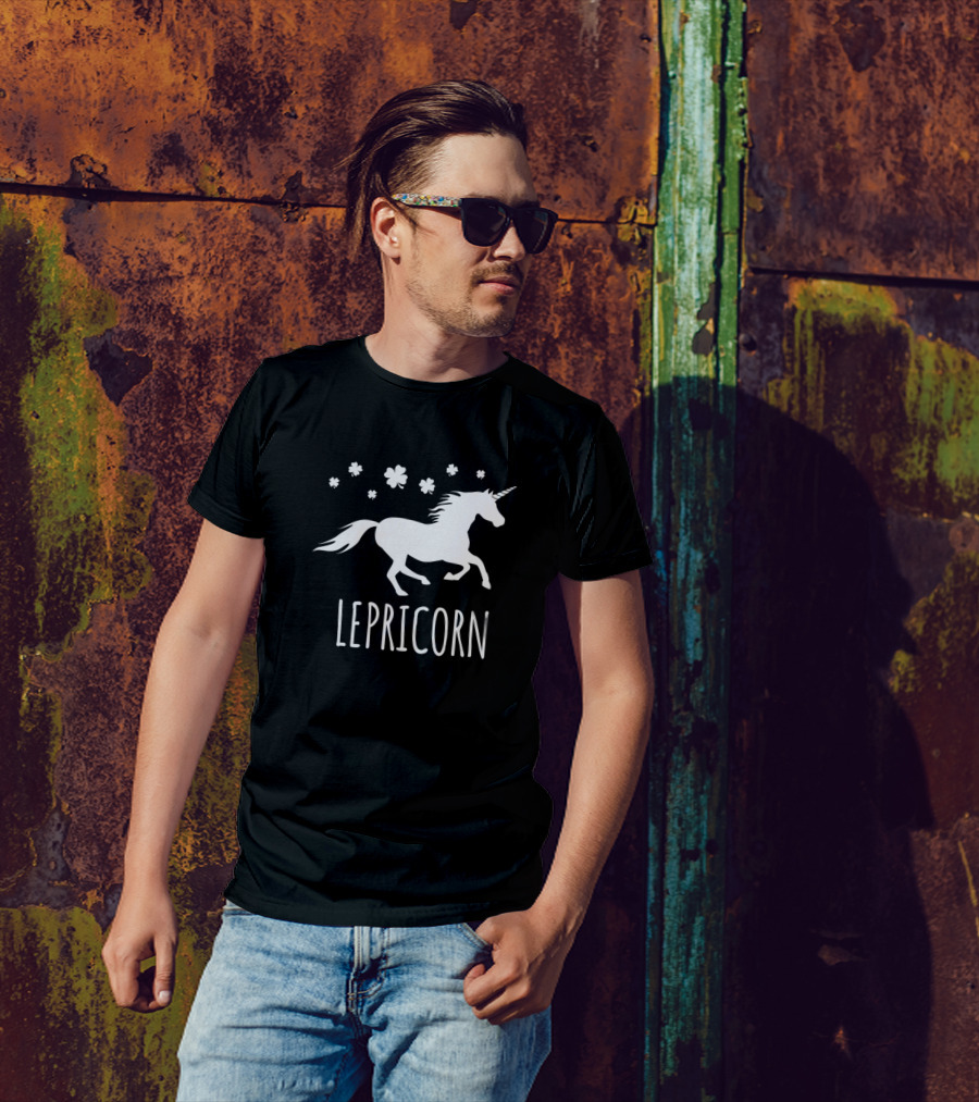 Lepricorn Irish Unicorn With Shamrocks T-Shirt