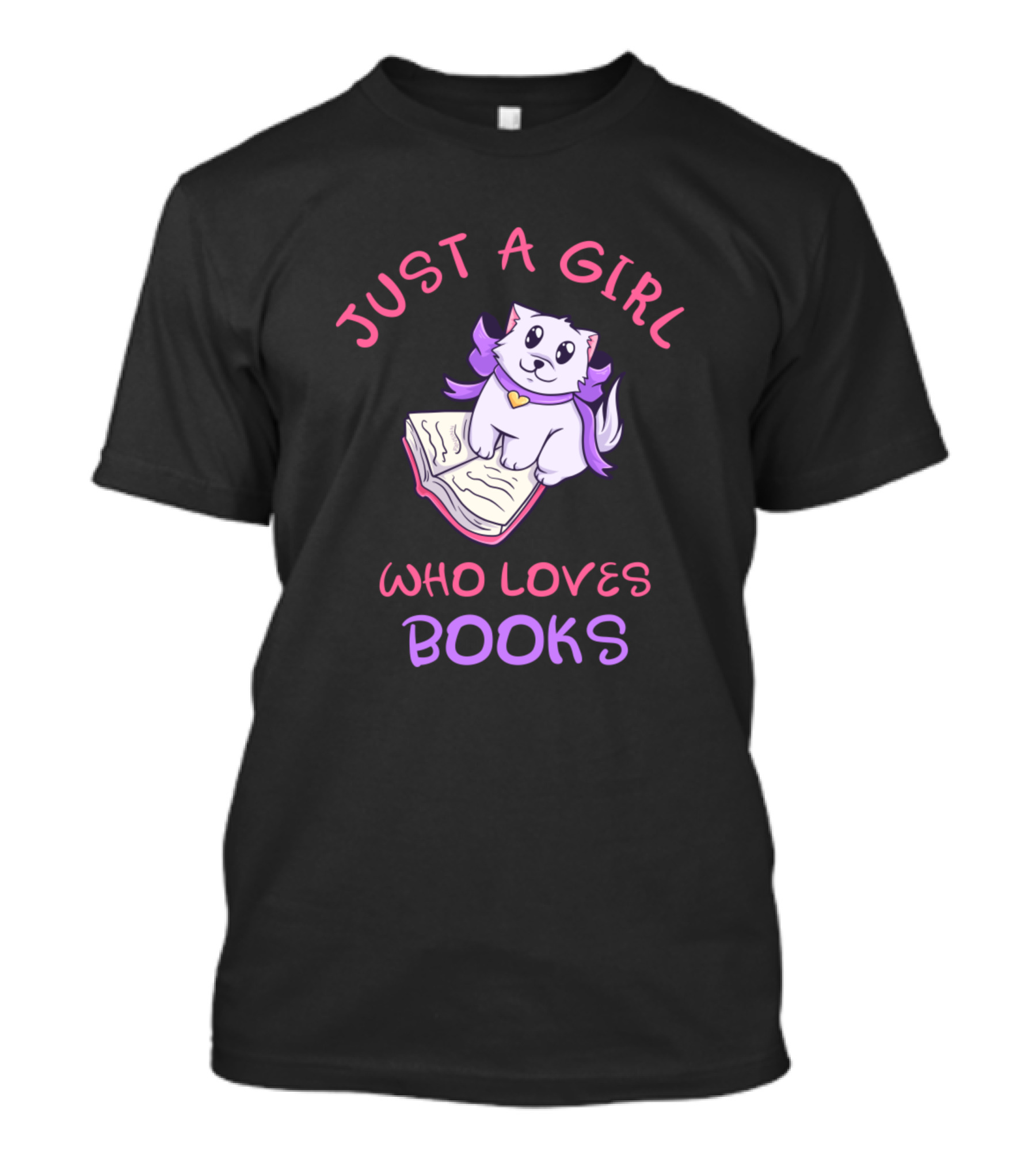 Just A Girl Who Loves Books Cat Kitty T-Shirt