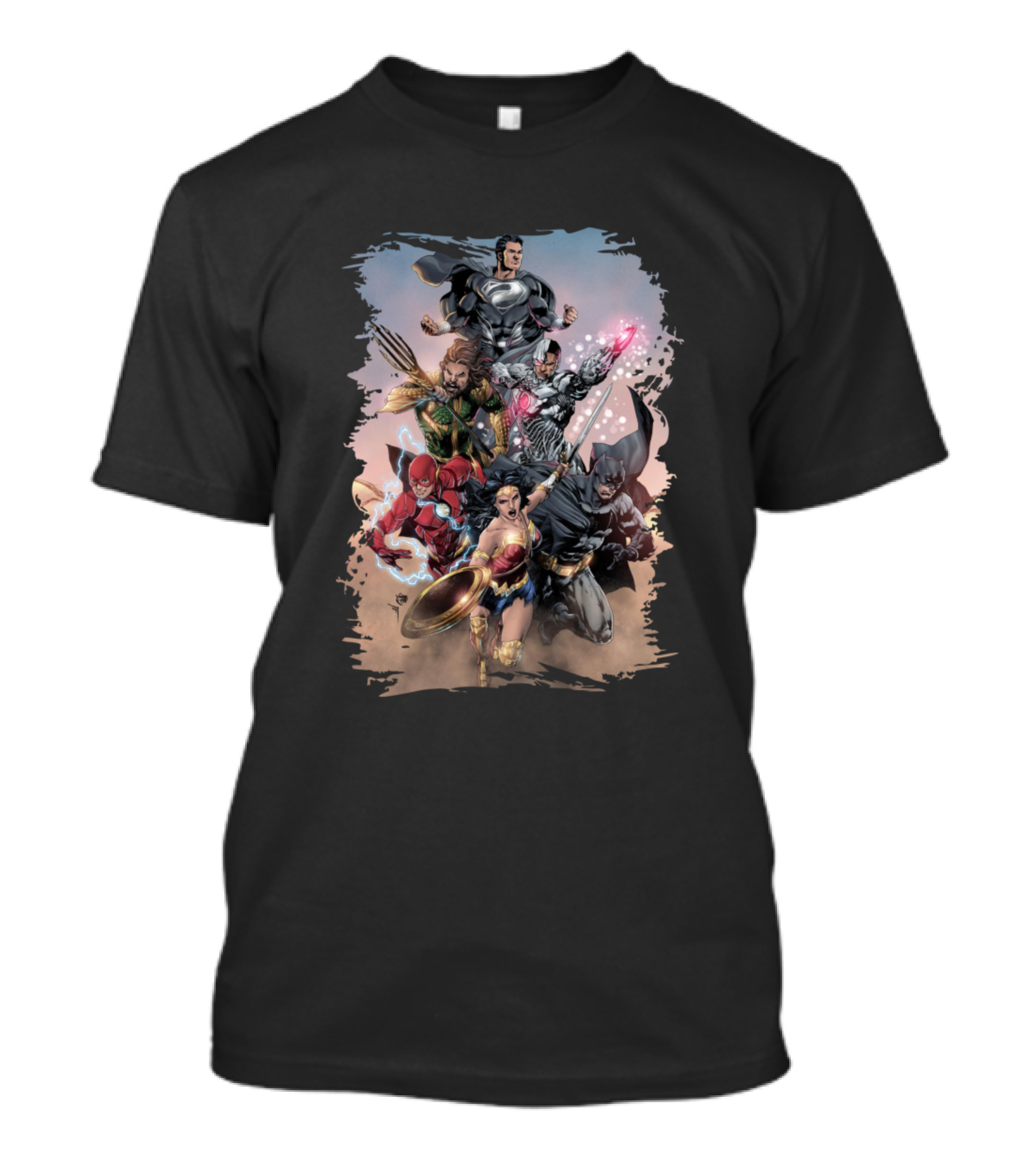 Superman Wonder Woman Batman The Flash Aquaman Cyborg Justice League T-Shirt