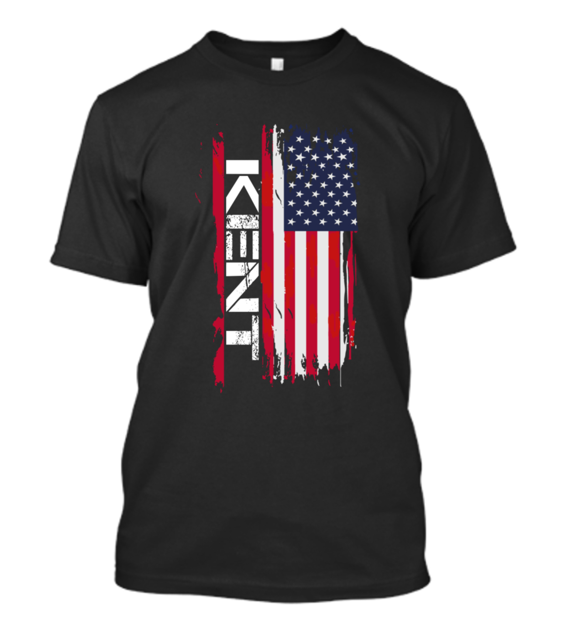 Kent Distressed American Flag Vintage Font T-Shirt
