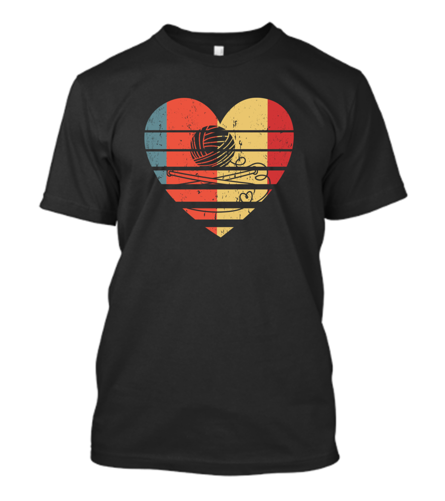 Knitting Crochet Lover Heart Yarn Sunset Fun T-Shirt