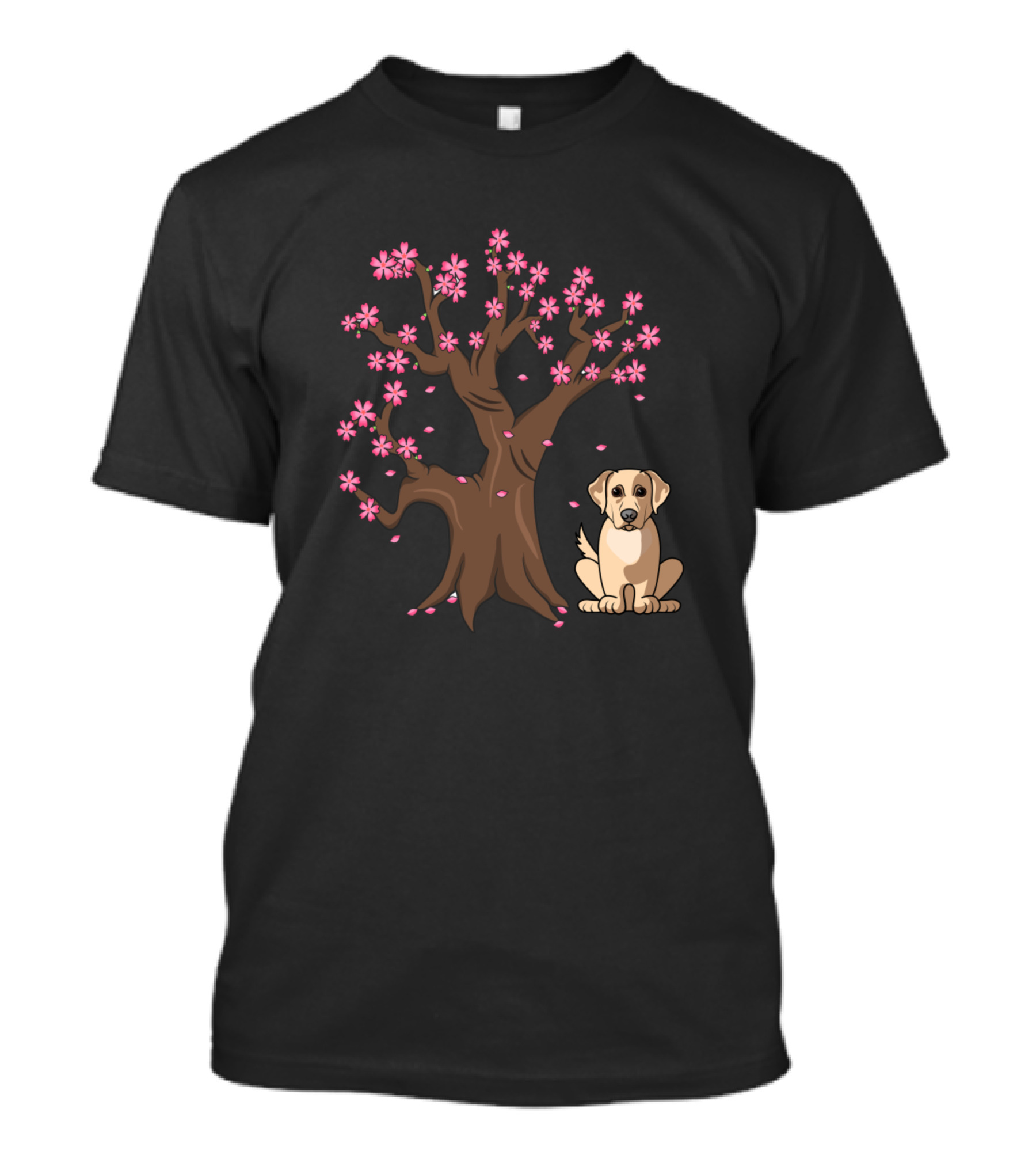 Labrador Retriever Dog Love With Japanese Cherry Blossoms T-Shirt