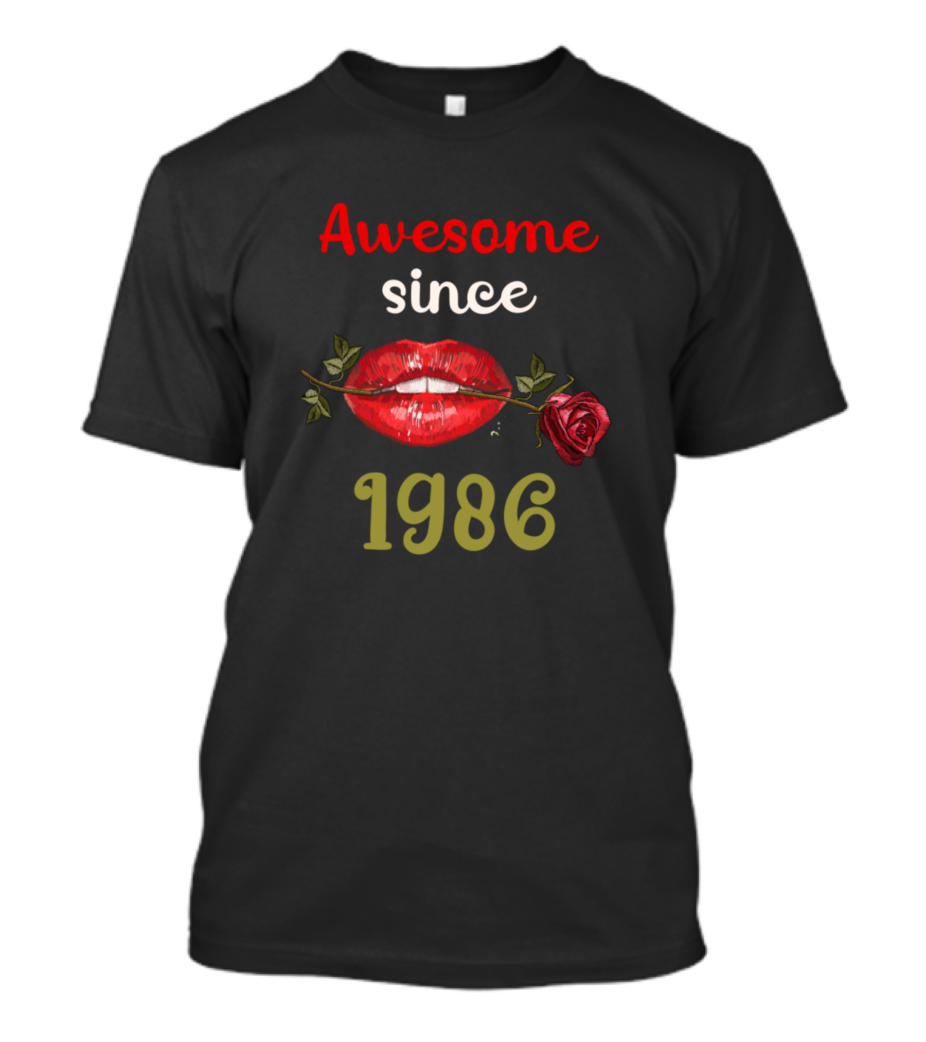 Awesome Since 1986 Lips Rose T-Shirt