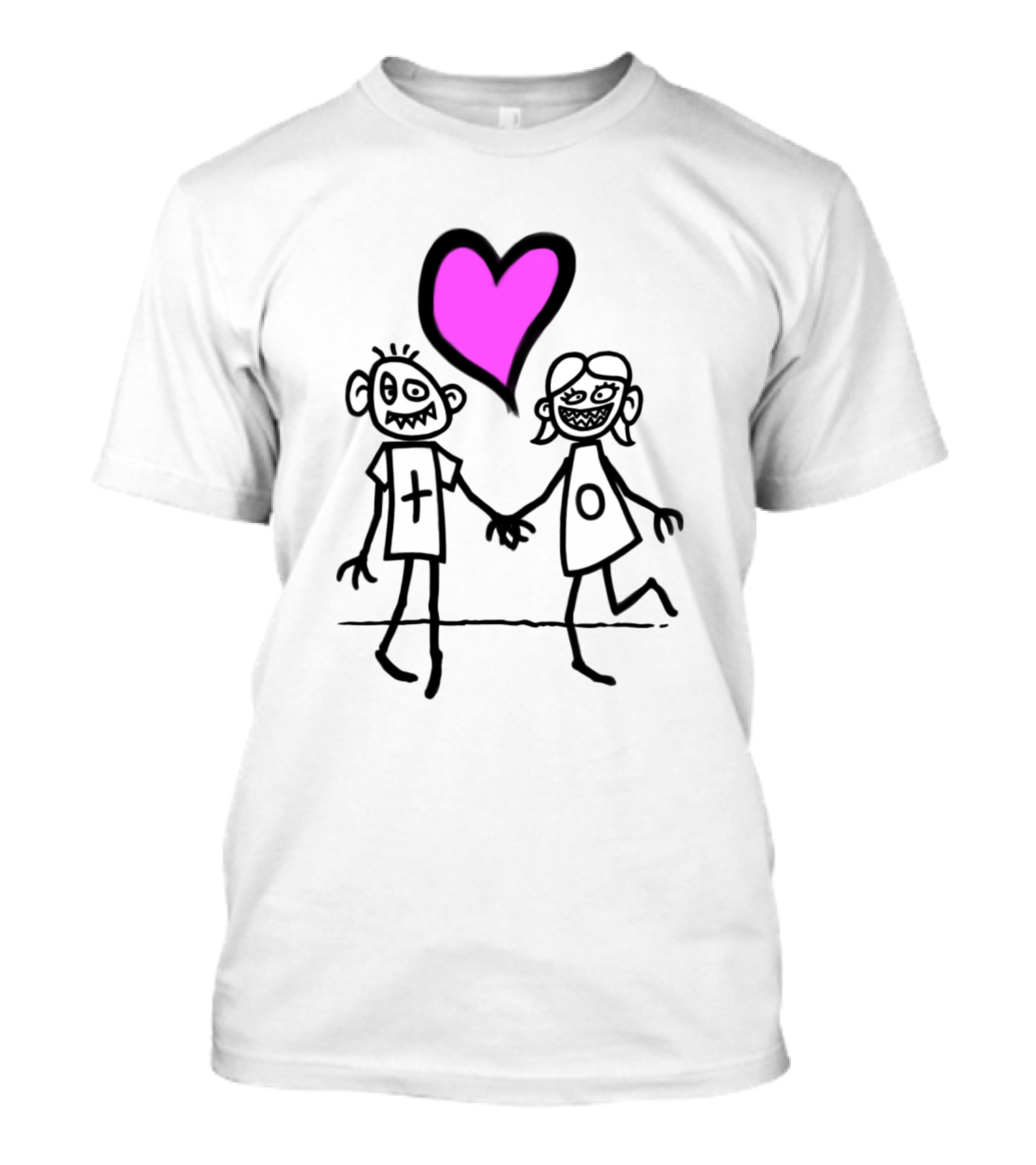 Lovers Heart With Quirky Couple Holding Hands T-Shirt