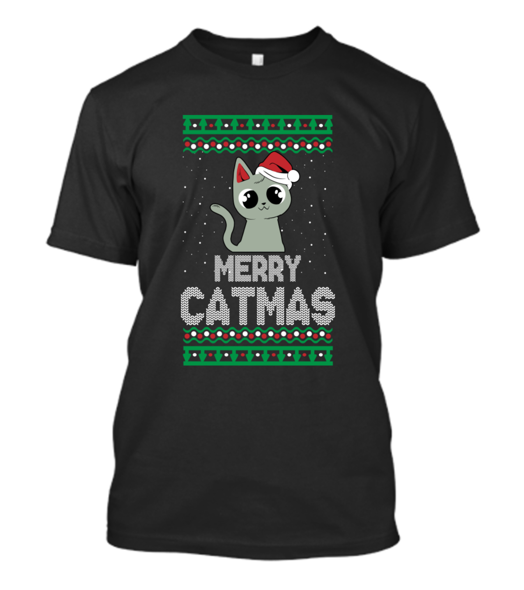 Merry Catmas Santa Hat Cat Lover Holiday T-Shirt