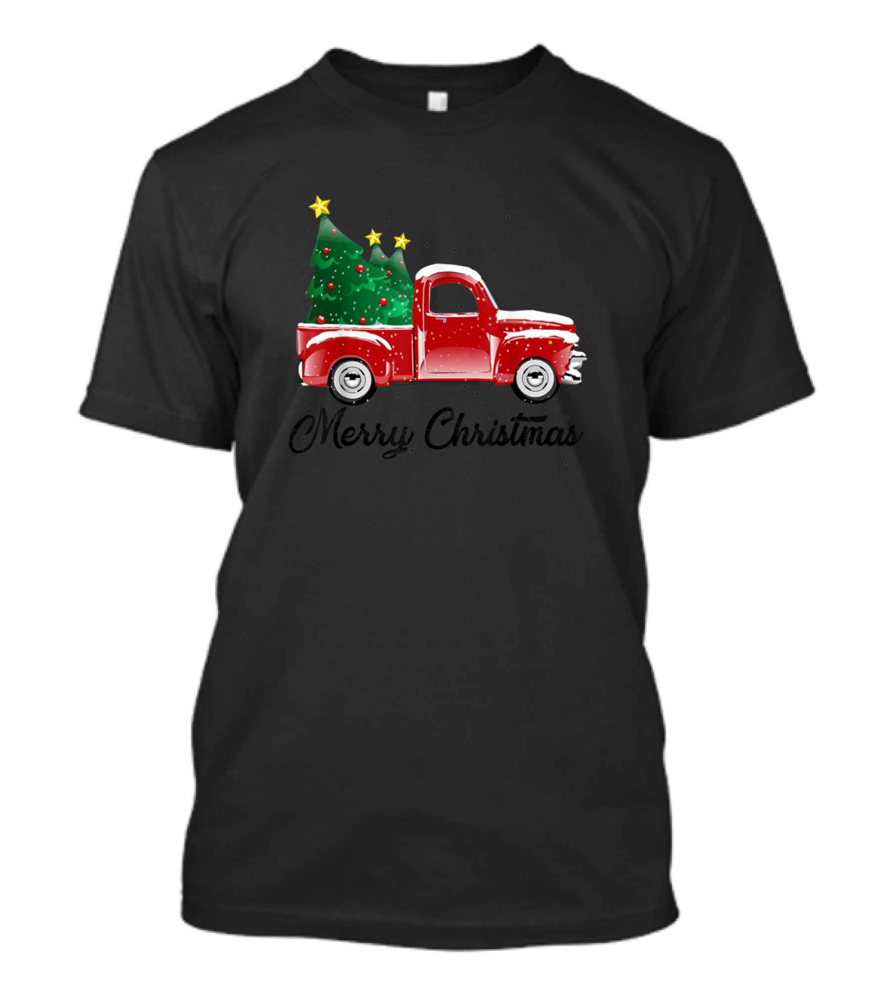 Merry Christmas Red Truck With Xmas Tree T-Shirt