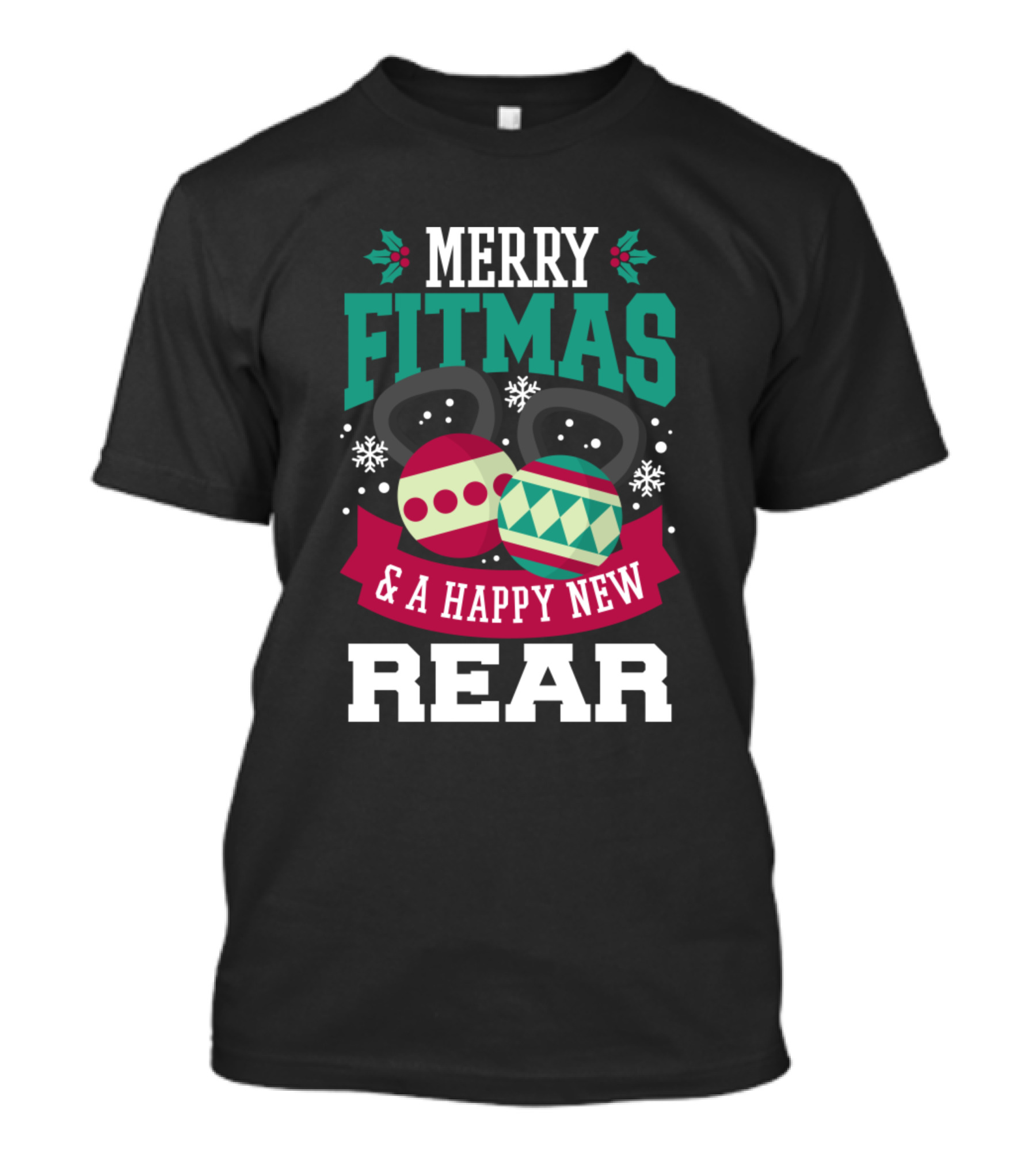 Merry Fitmas And A Happy New Rear Kettlebell Snowflakes Christmas T-Shirt