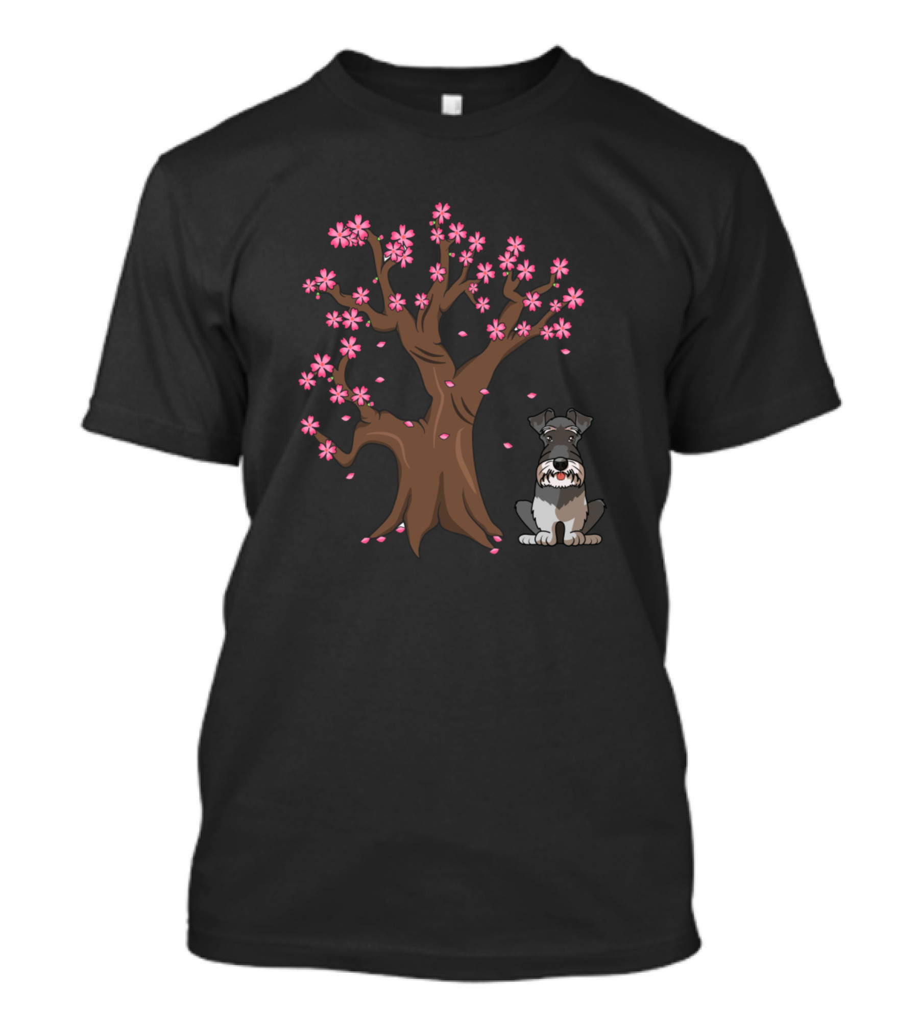 Miniature Schnauzer Dog Sakura Cherry Blossom Tree T-Shirt