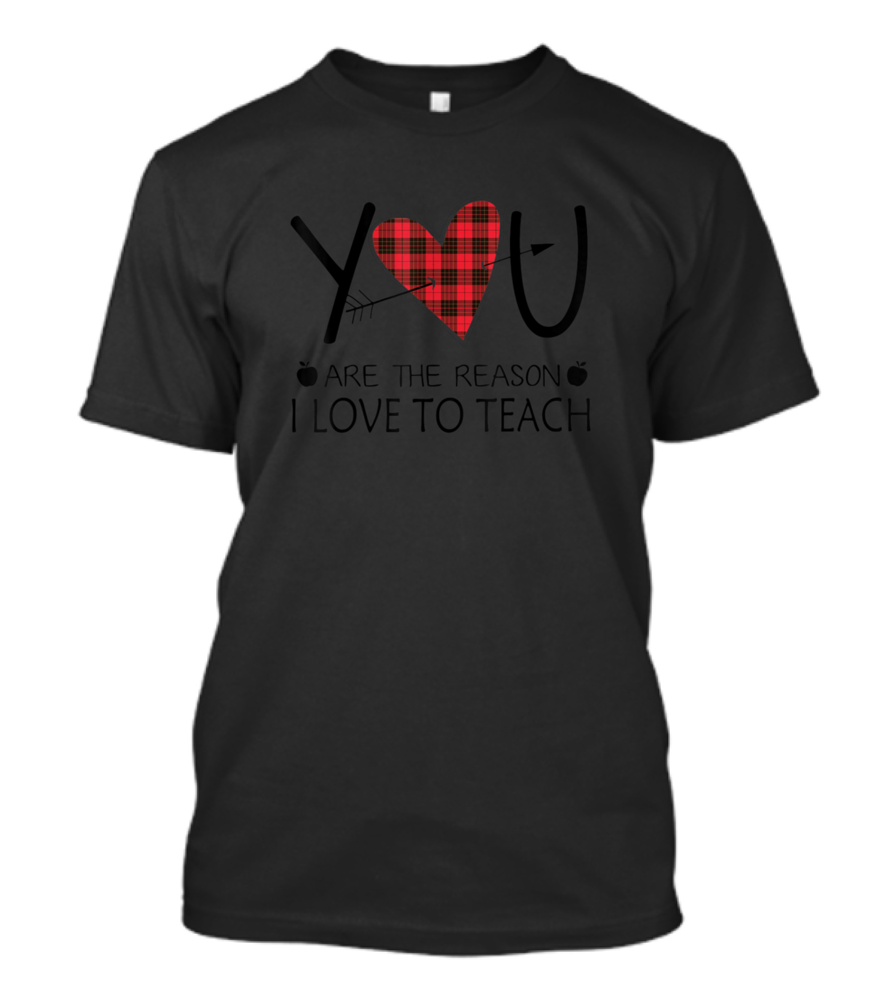 Motivation Teacher Appreciation Red Plaid Heart Design With Arrow And Apple Icons T-Shirt