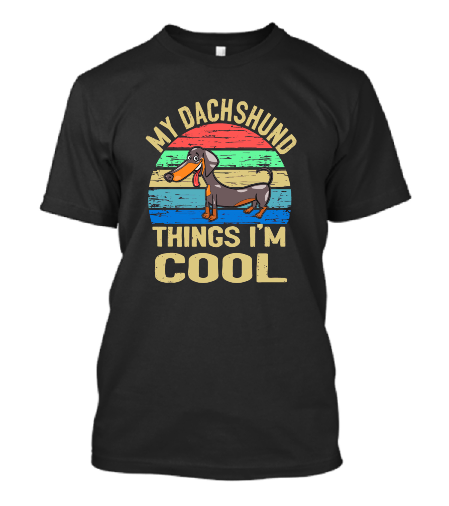 My Dachshund Things I'm Cool Retro Stripes T-Shirt