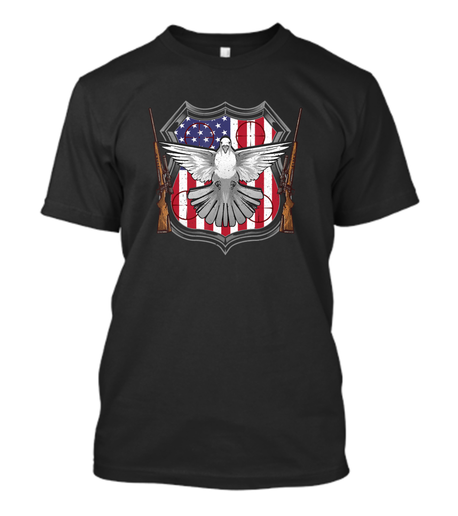 Patriotic Dove Hunters American Flag Shield With Rifles T-Shirt