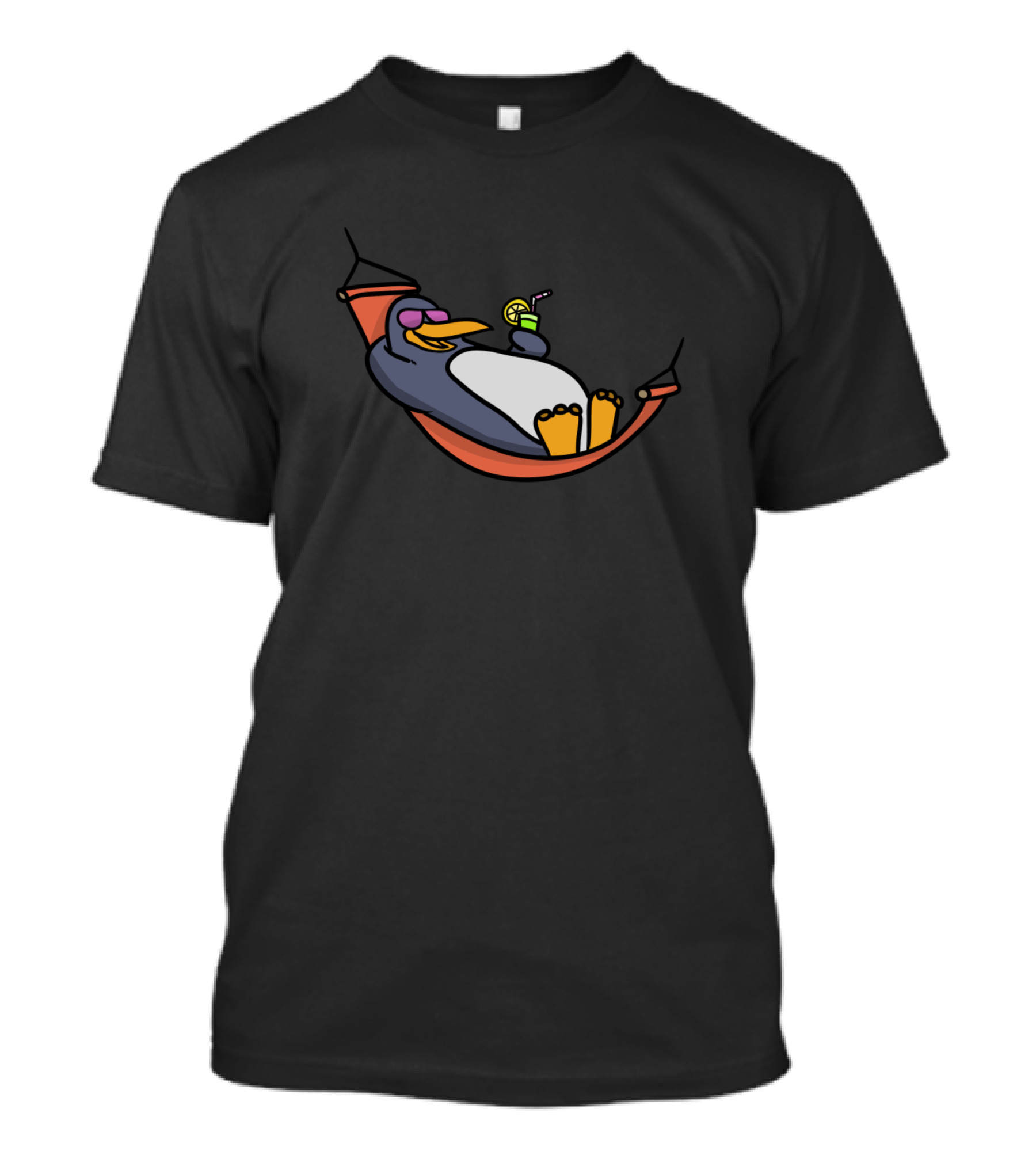 Penguin Chilling Hammock Vacation Relaxed Drink T-Shirt