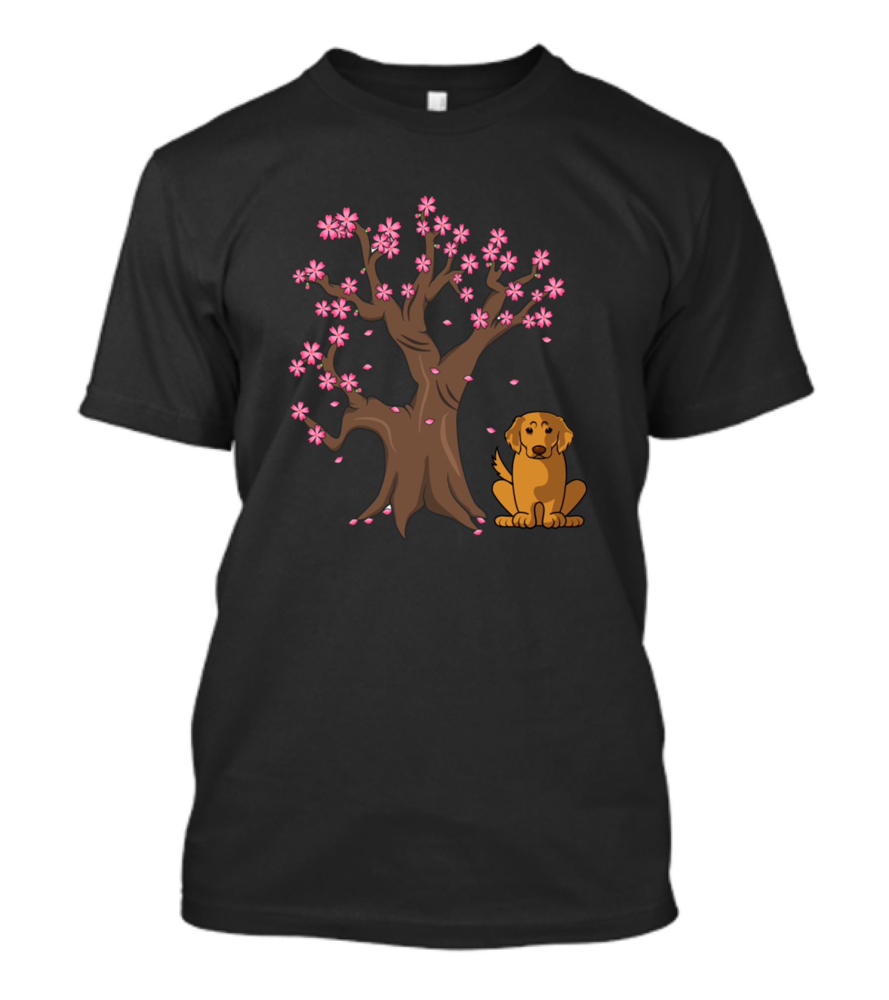 Retriever Golden Dog Love Japanese Cherry Blossom T-Shirt