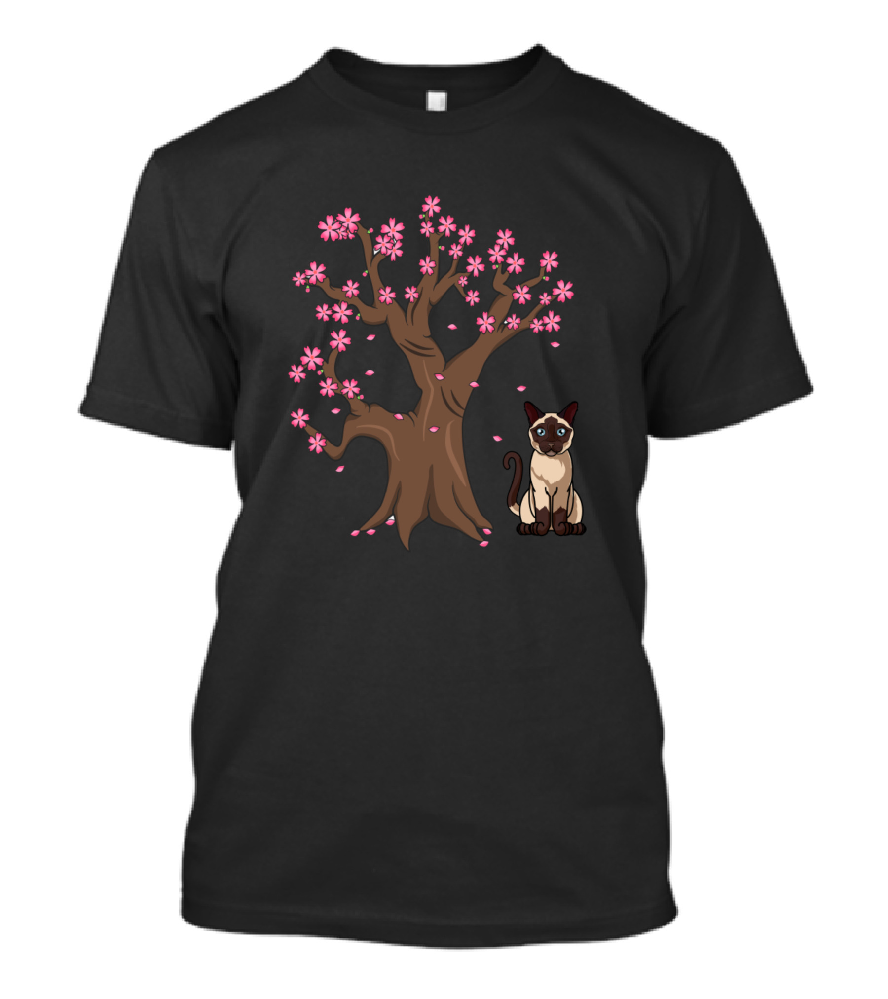 Siamese Cat Love Under Japanese Cherry Blossoms T-Shirt