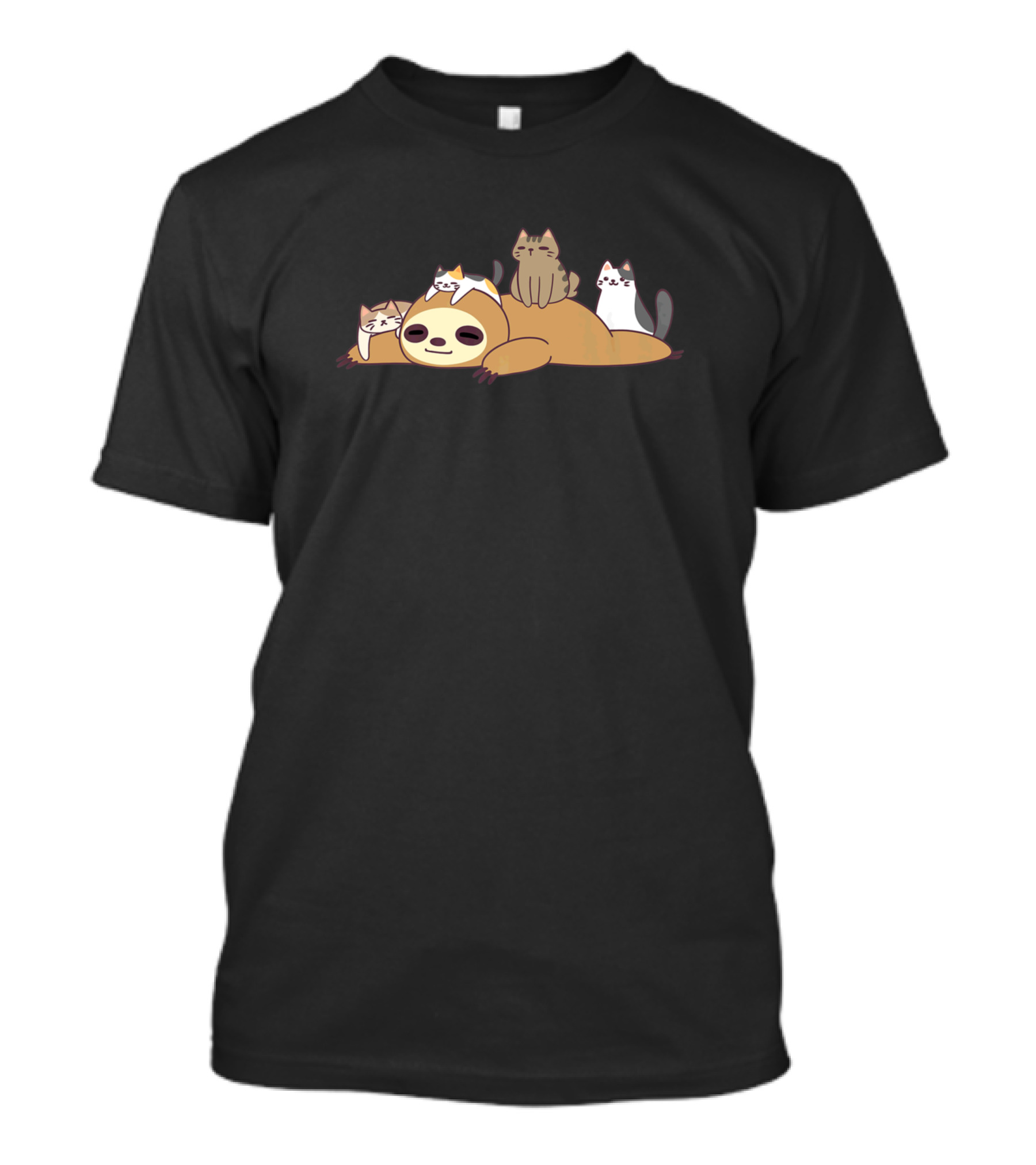 Sloth Cuddles With Playful Kitty Cats T-Shirt