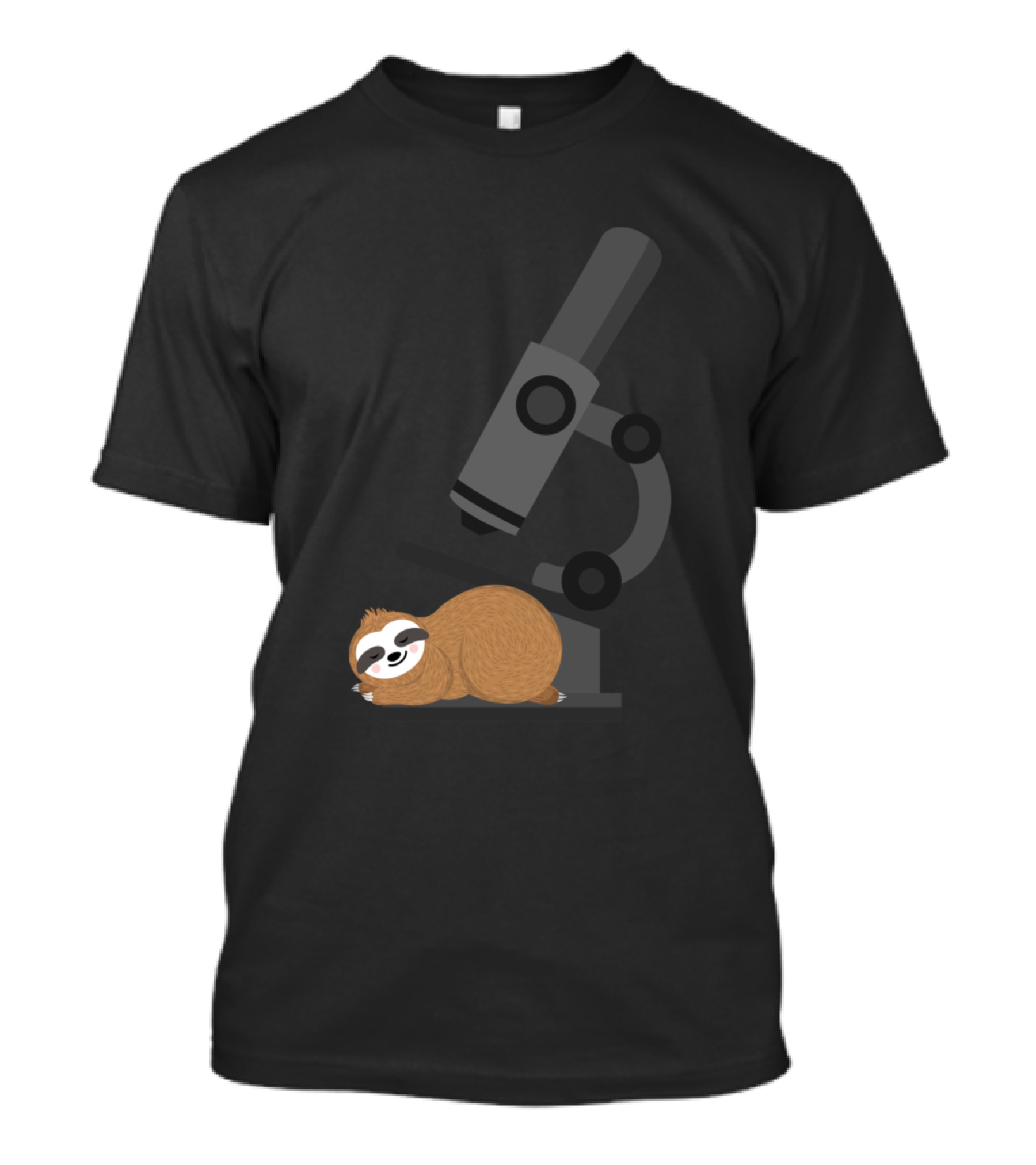 Sloth Biologist Microscopy Humor With Microscope And Bioanalyst Themes T-Shirt
