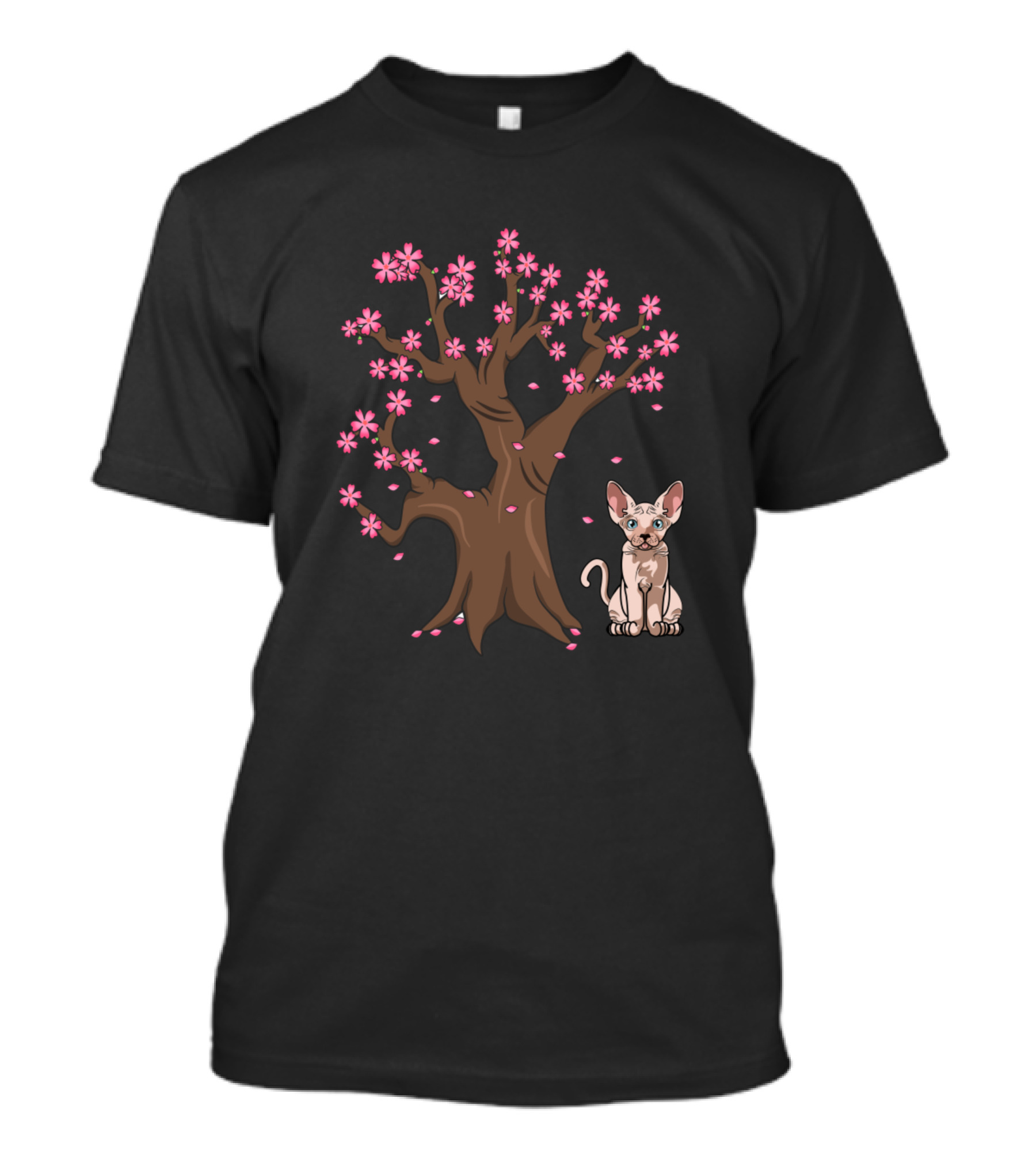 Sphynx Cat With Cherry Blossom Tree Of Japan T-Shirt