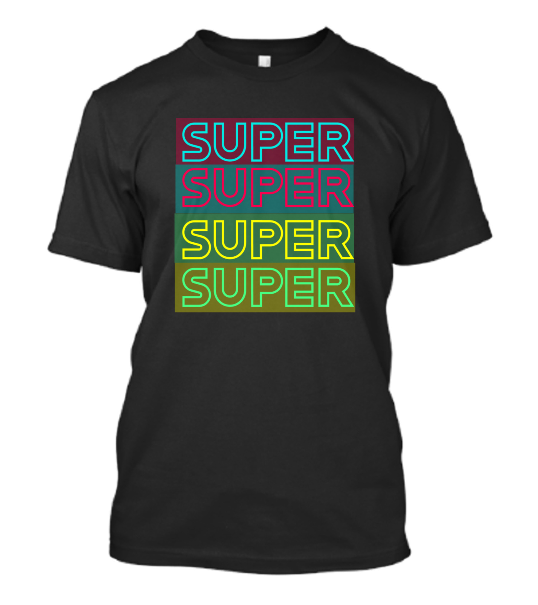 Super Super Super Super Retro Multicolor Typography T-Shirt