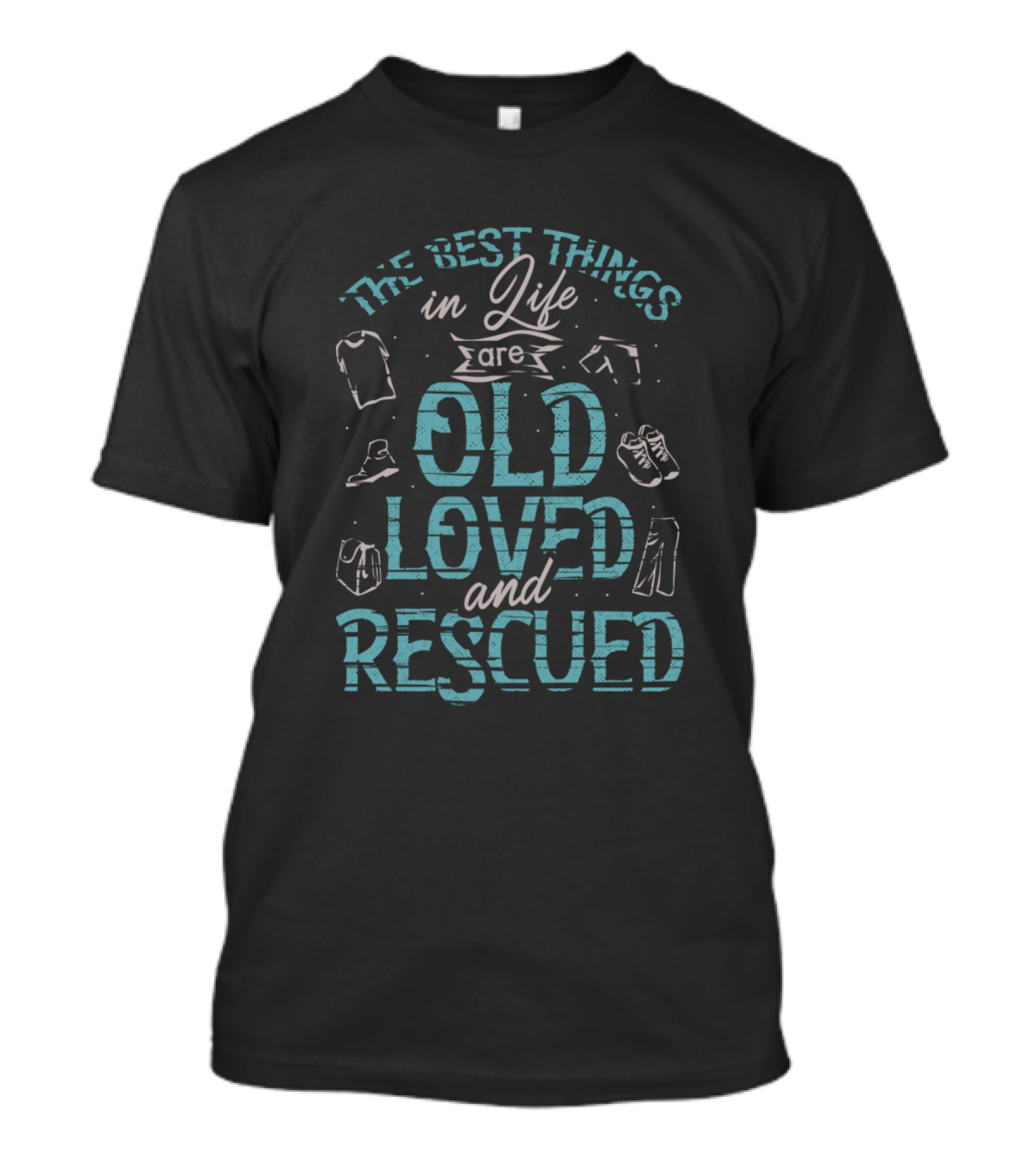The Best Things In Life Are Old Loved And Rescued With Thrift Store Clothing Icons T-Shirt