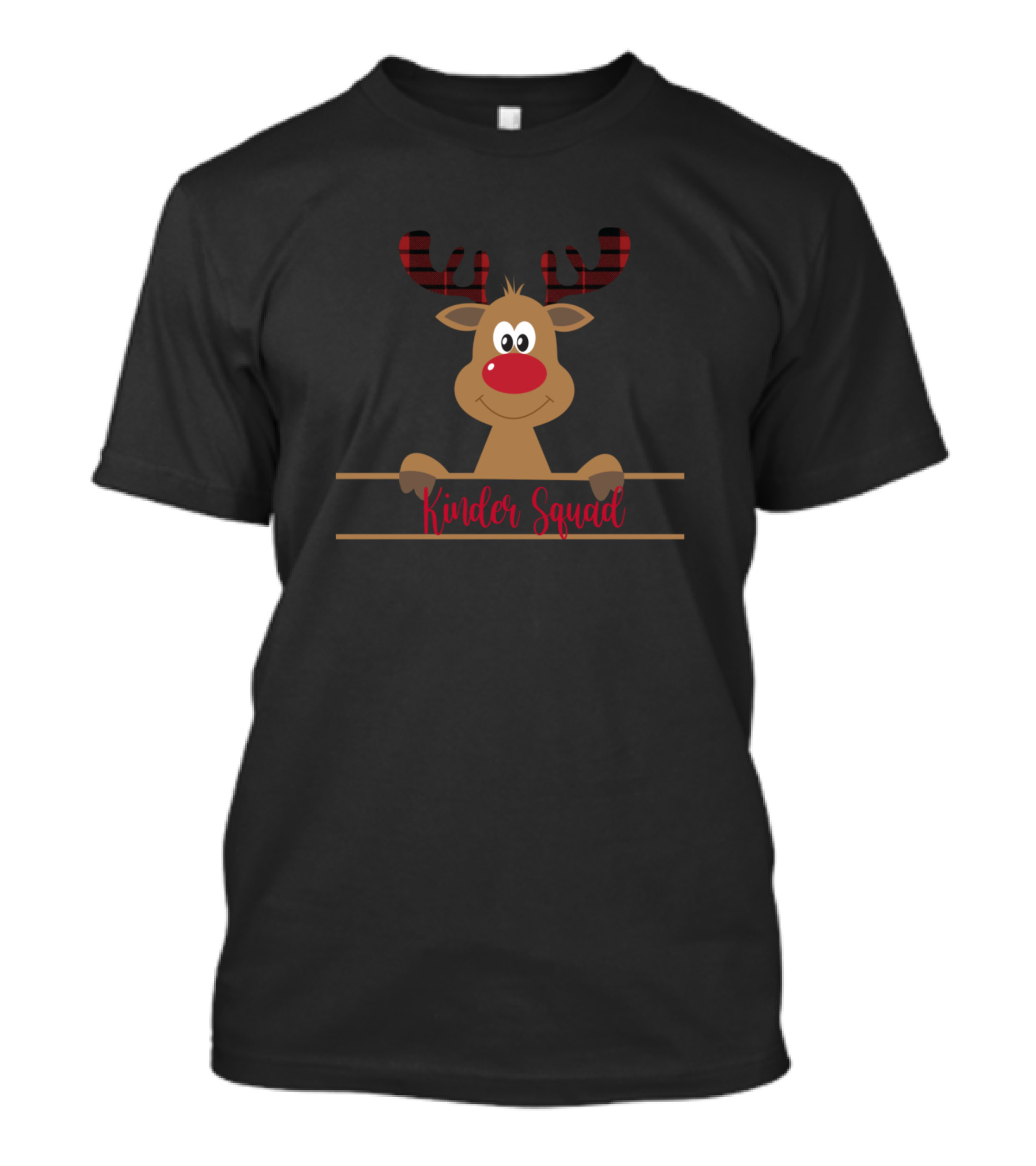 Cutest Reindeer Kinder Squad Christmas Plaid Antlers T-Shirt