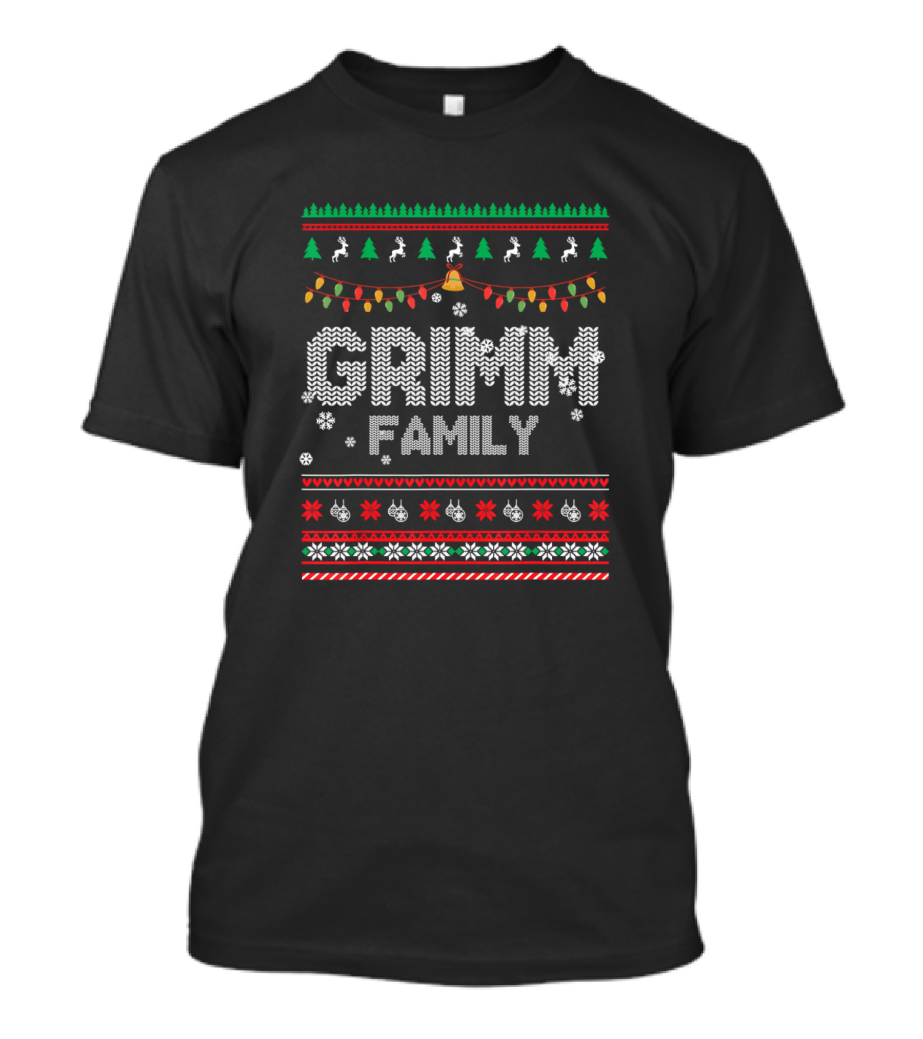 Grimm Family Christmas Ugly Sweater Xmas Lights Holiday T-Shirt
