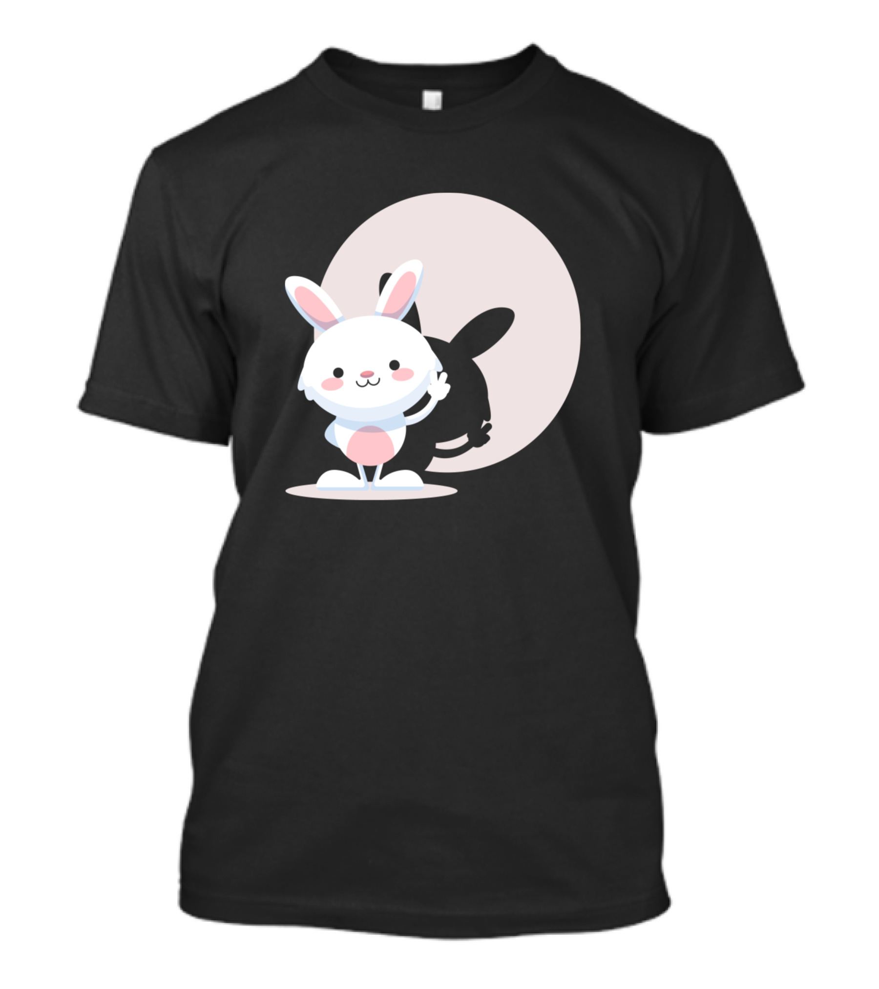 Happy Little Bunny Moon Shadow Playful Rabbit T-Shirt
