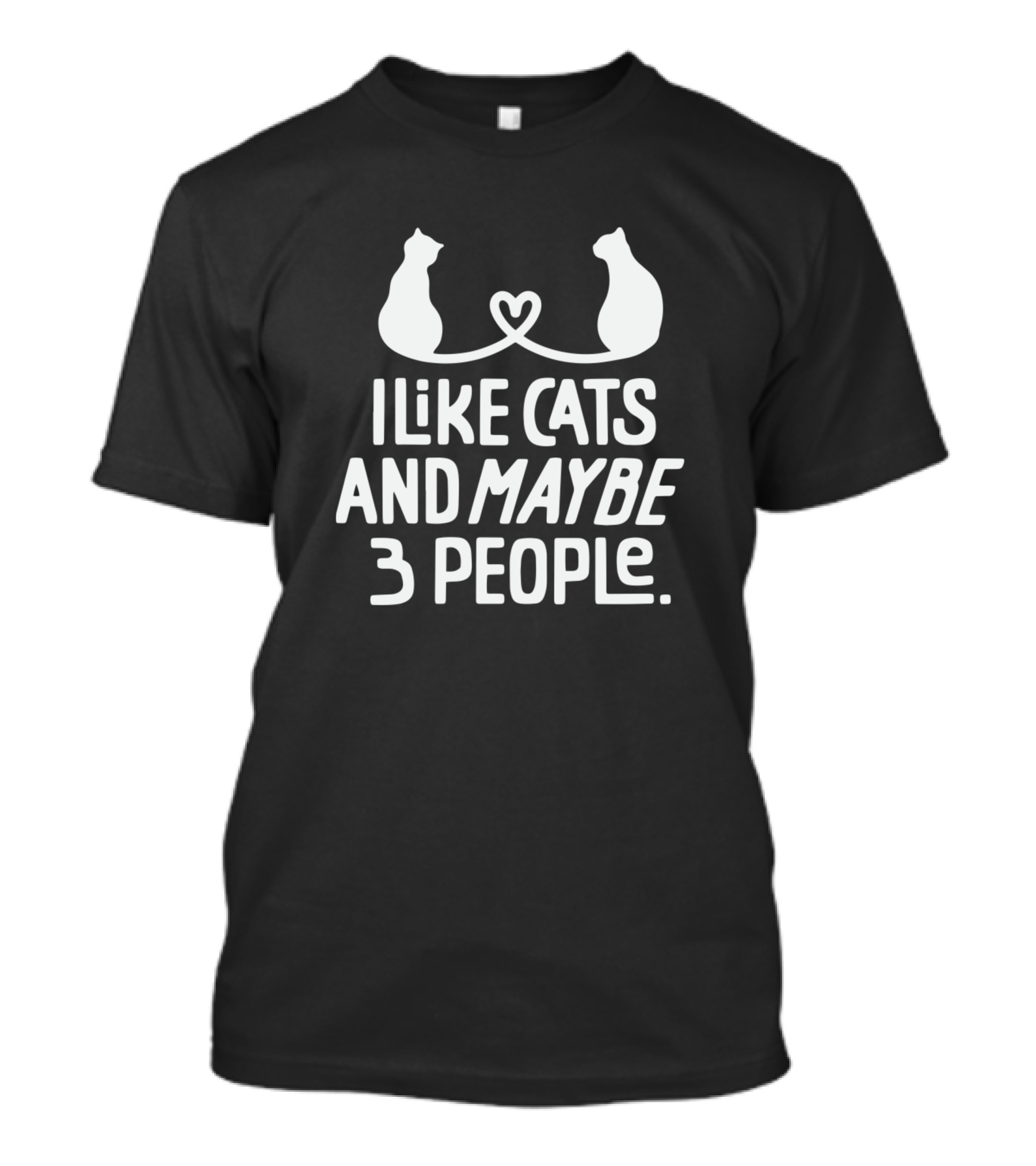 I Like Cats And Maybe 3 People Cat Silhouette Heart Connection T-Shirt