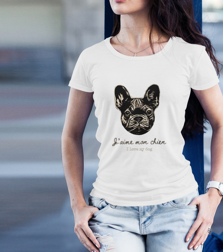J'aime Mon Chien I Love My Dog French Bulldog T-Shirt