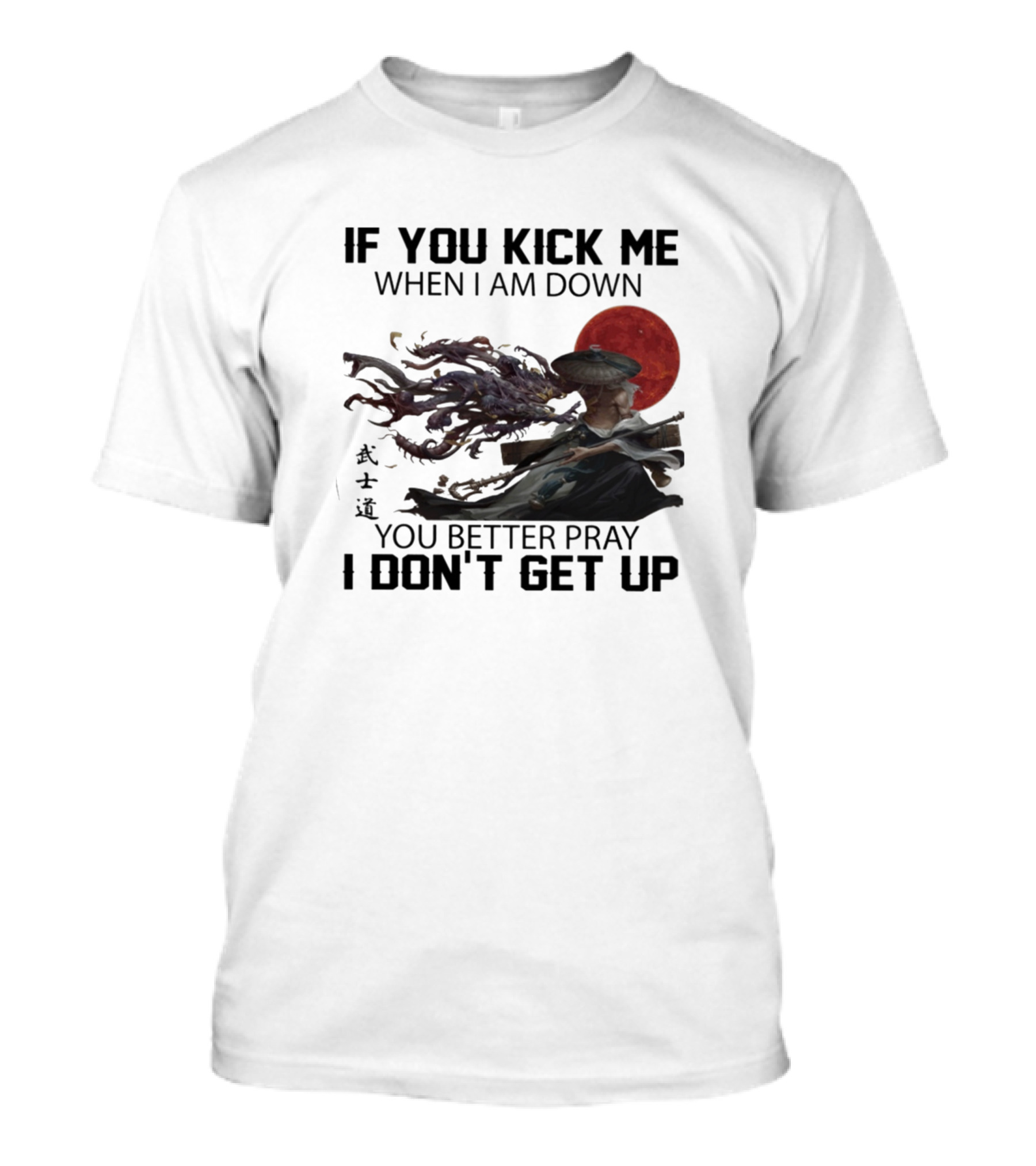 If You Kick Me When I Am Down You Better Pray I Don't Get Up Red Moon Warrior T-Shirt