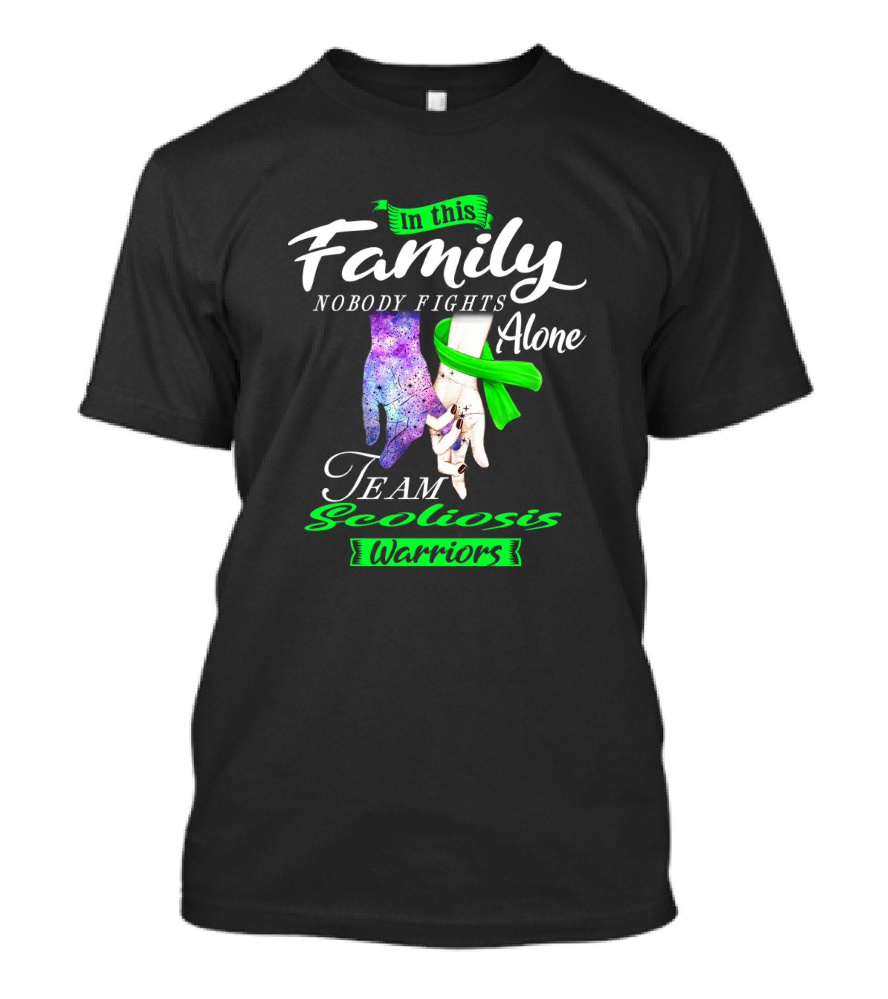 In This Family Nobody Fights Alone Team Scoliosis Warriors T-Shirt