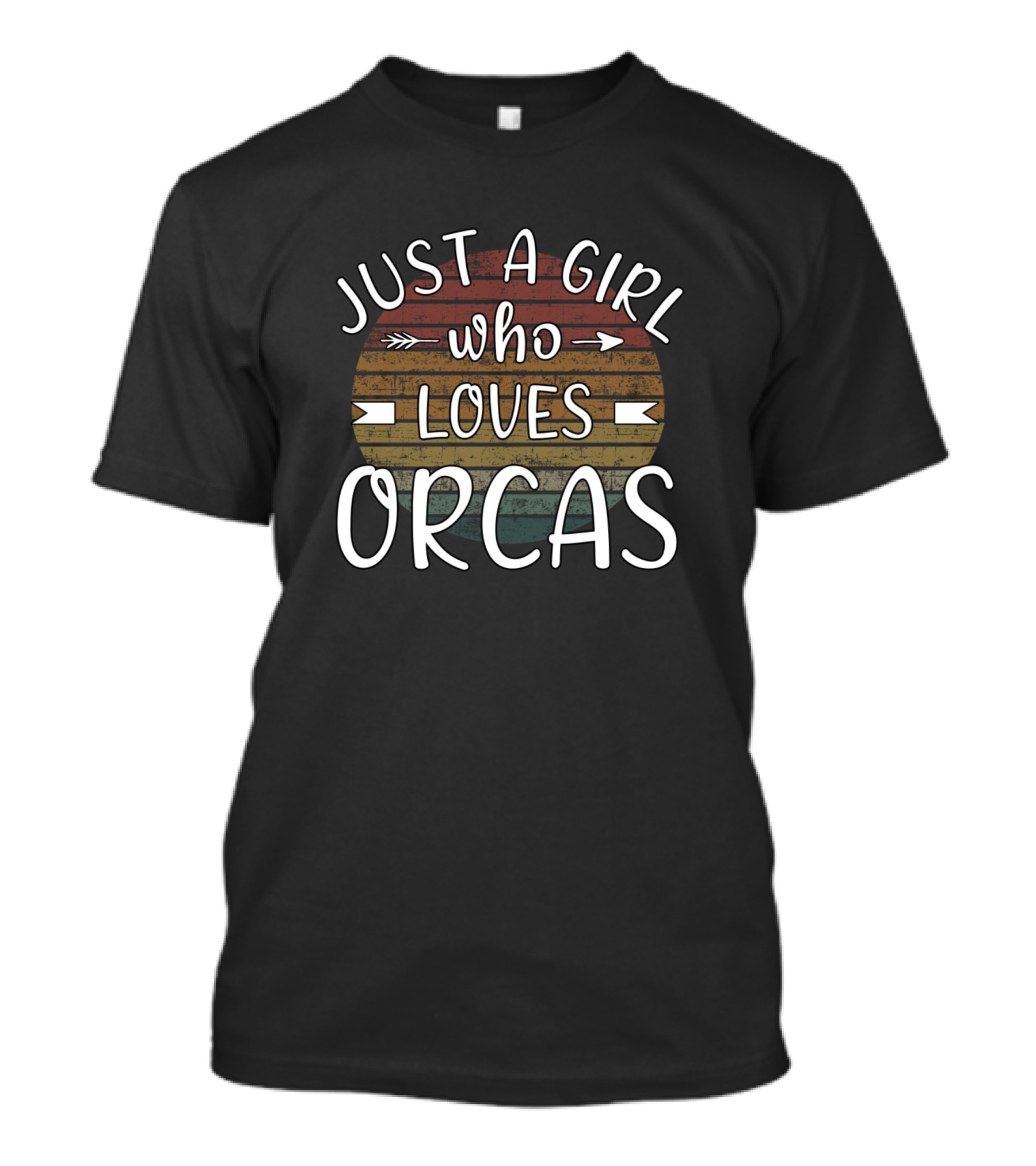 Just A Girl Who Loves Orcas Retro Stripes T-Shirt