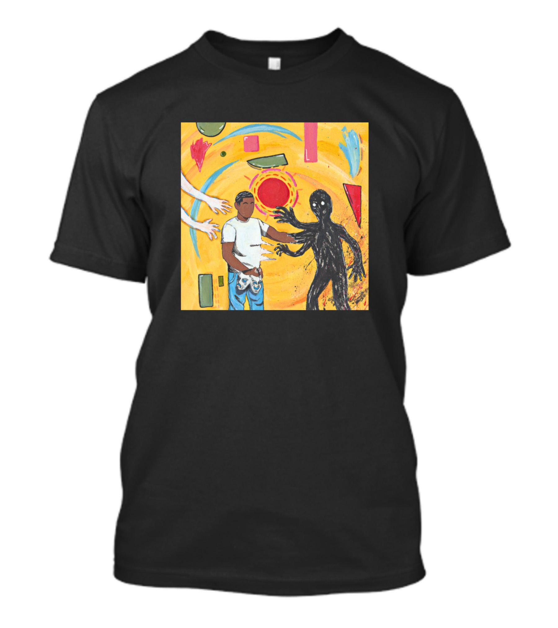 Let Things Go Abstract Figure With Colorful Shapes And Shadows T-Shirt