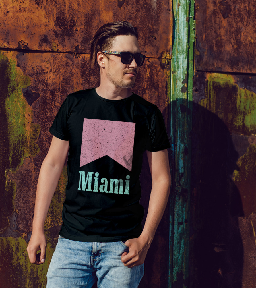 Light Up Miami Retro Distressed Badge T-Shirt